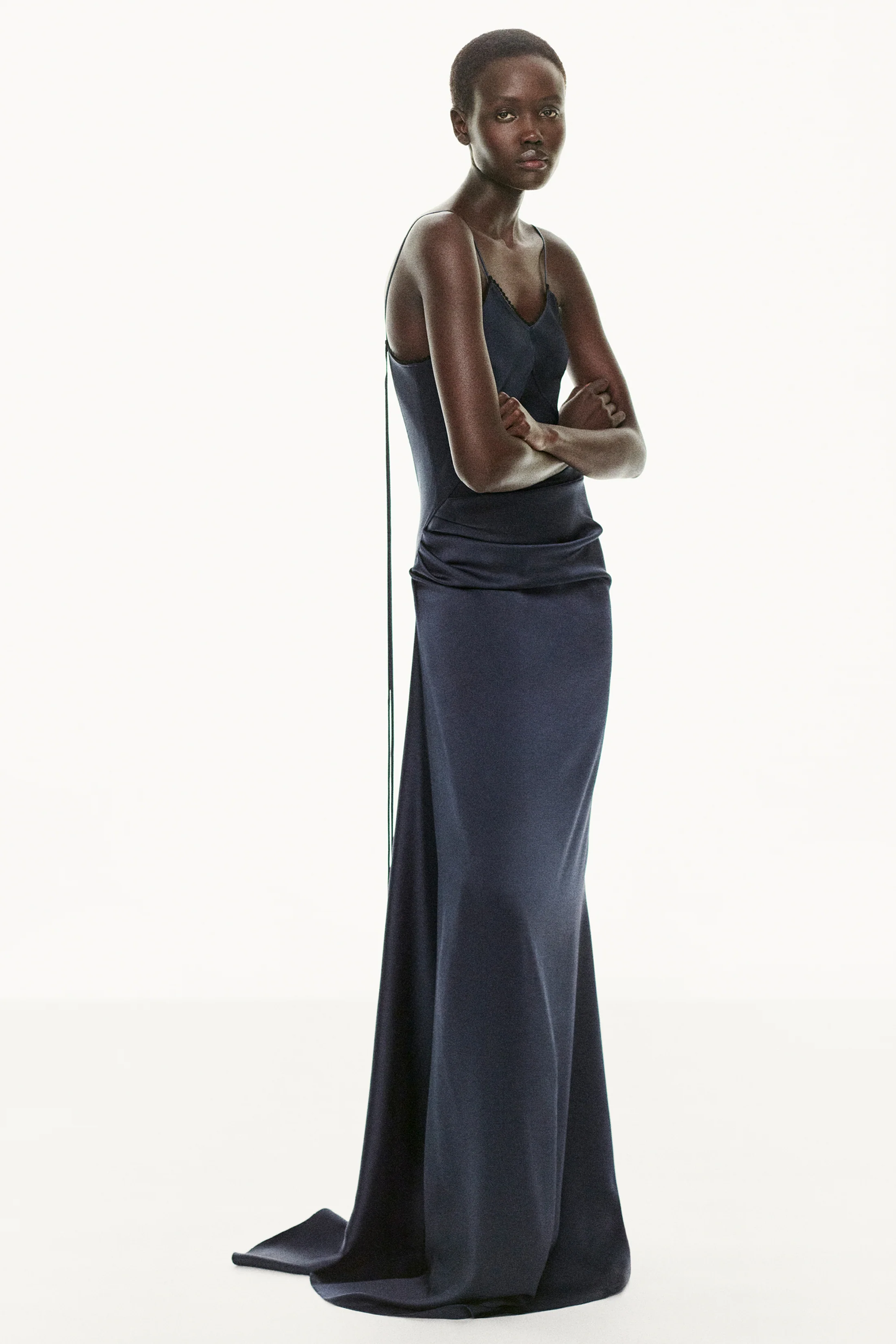 Draped Lace Dress In Midnight