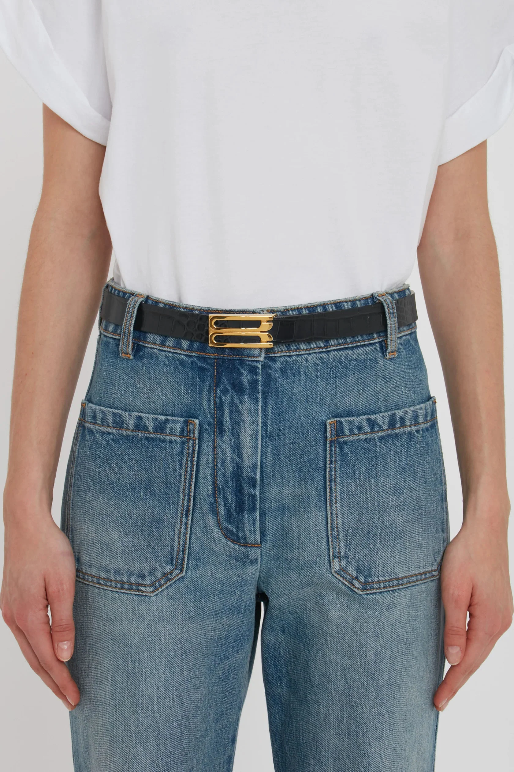 Dorian Frame Belt Croc Embossed Leather