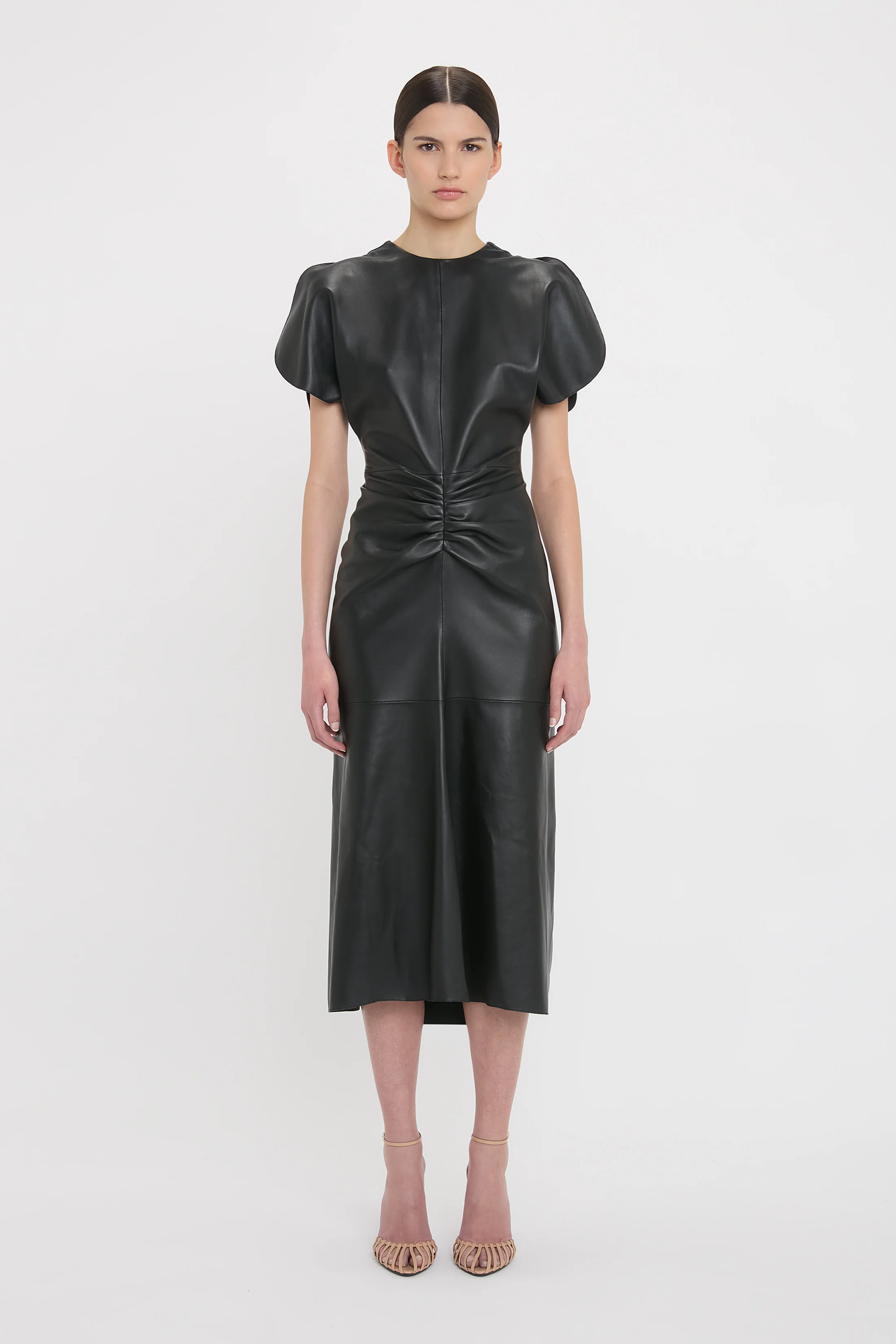 Leather Bela Midi Dress In Black