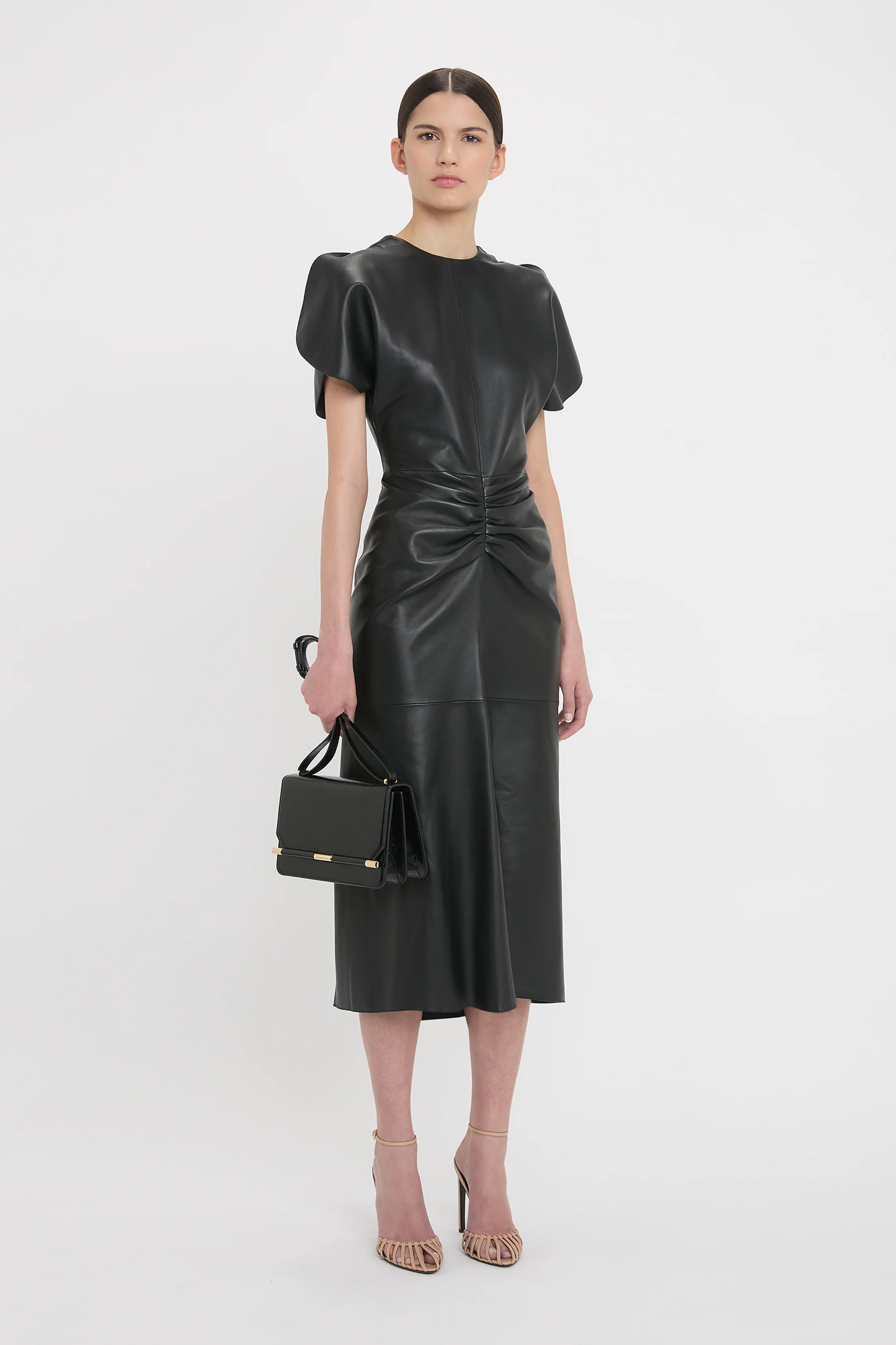 Leather Bela Midi Dress In Black