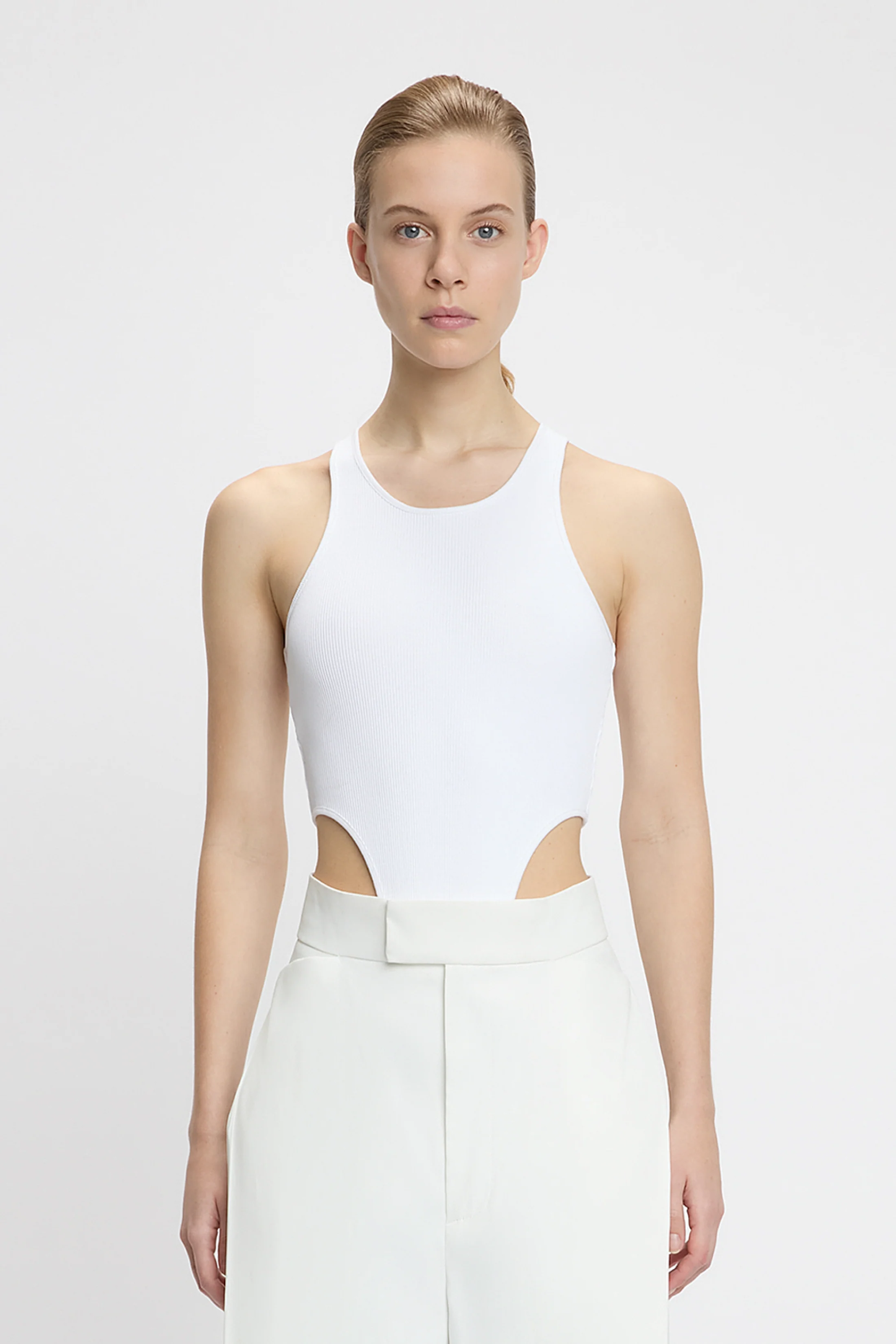 High Leg Bodysuit In White
