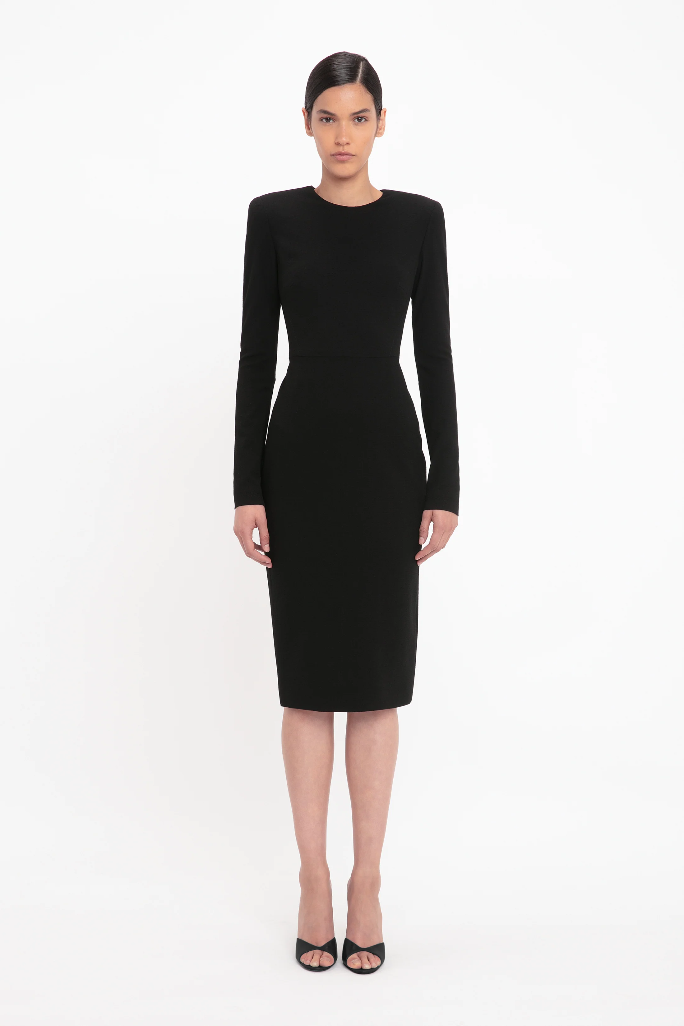 Long Sleeve Fitted T-Shirt Dress In Black