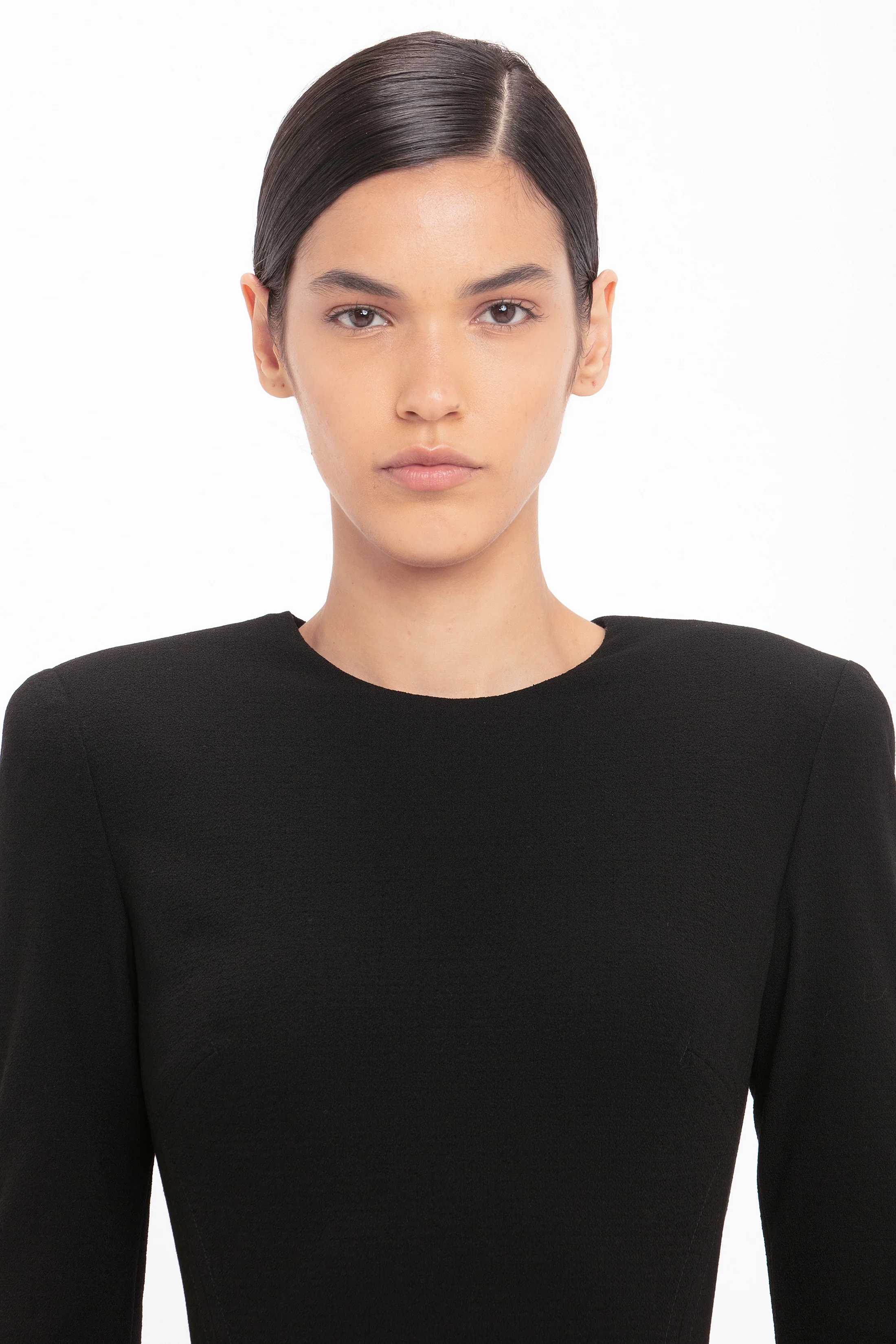 Long Sleeve Fitted T-Shirt Dress In Black