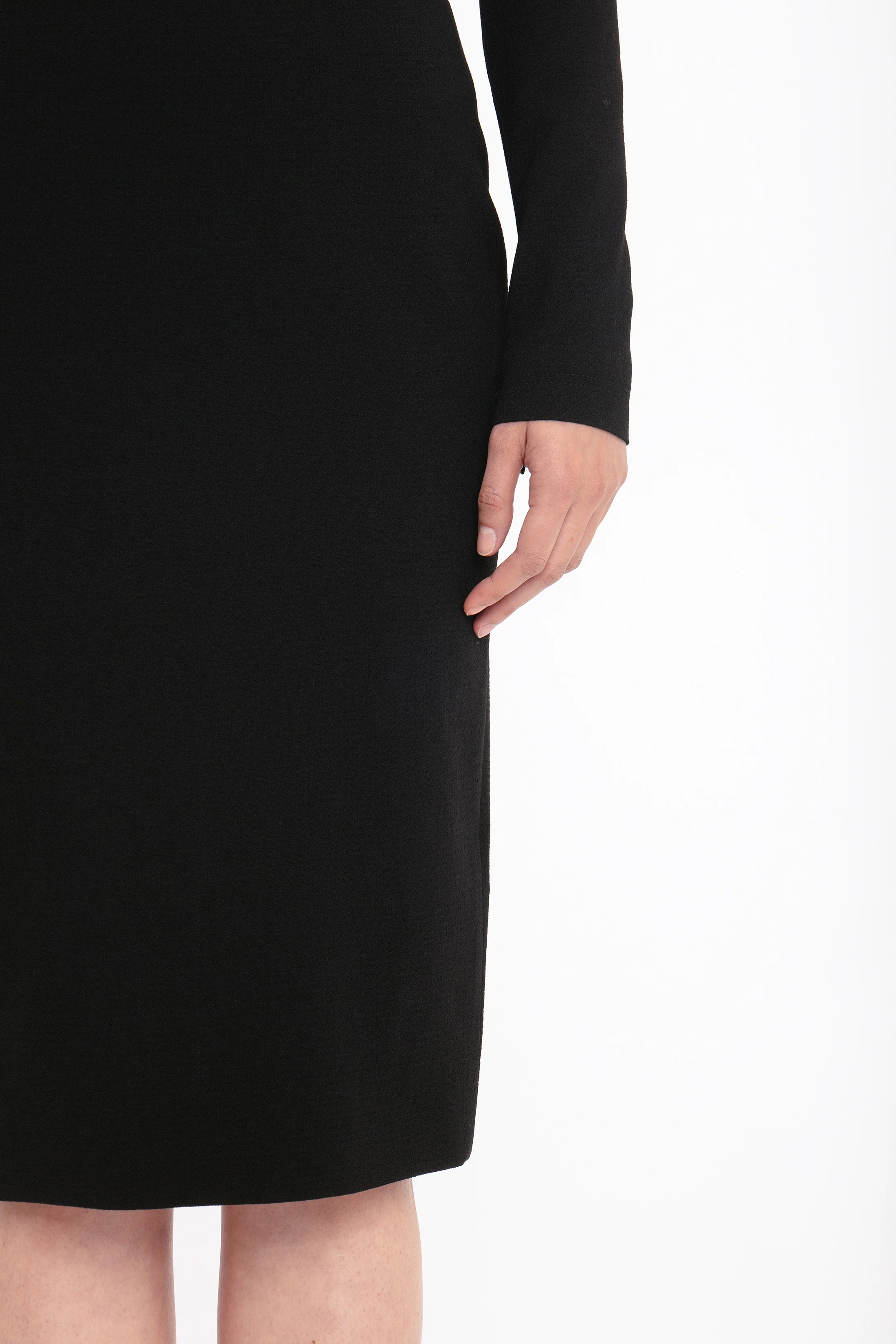 Long Sleeve Fitted T-Shirt Dress In Black