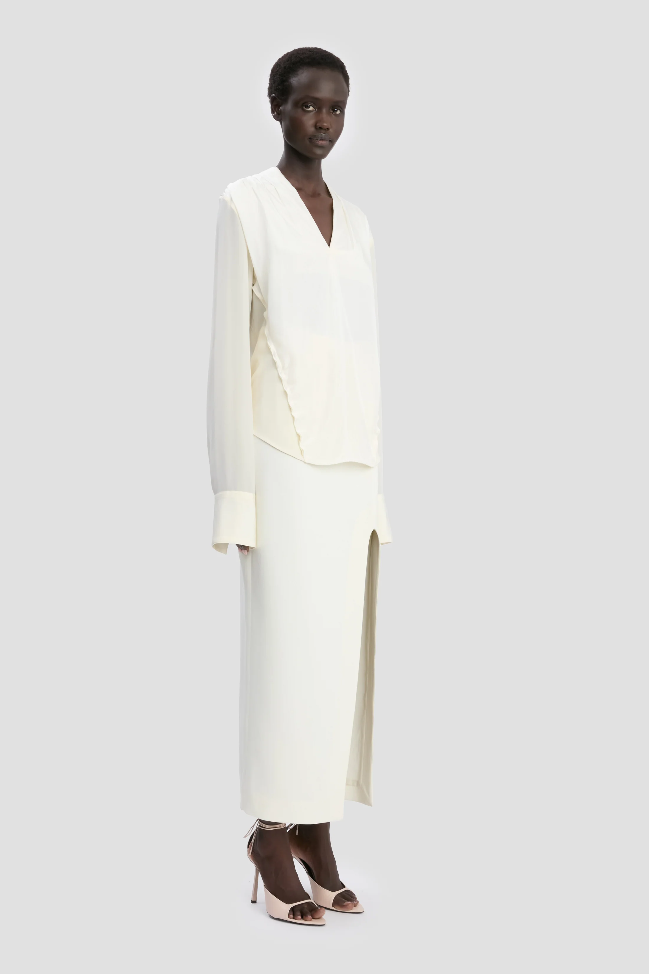 V-Neck Top In Ivory