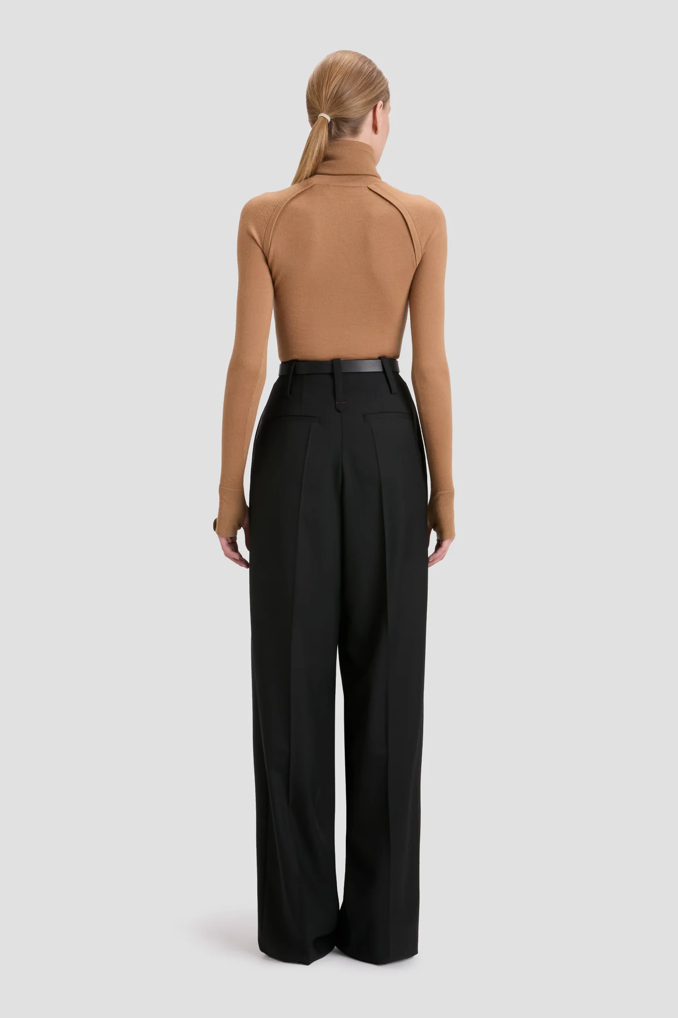 High Neck Jumper In Dark Camel
