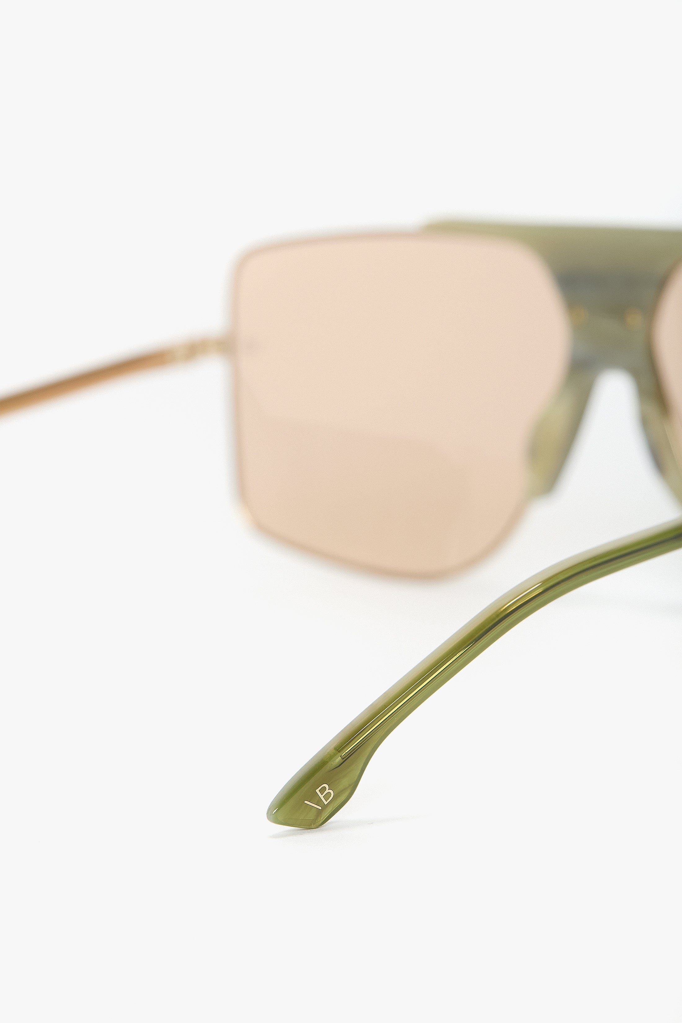 Oversized Metal And Acetate Frame In Green Marble