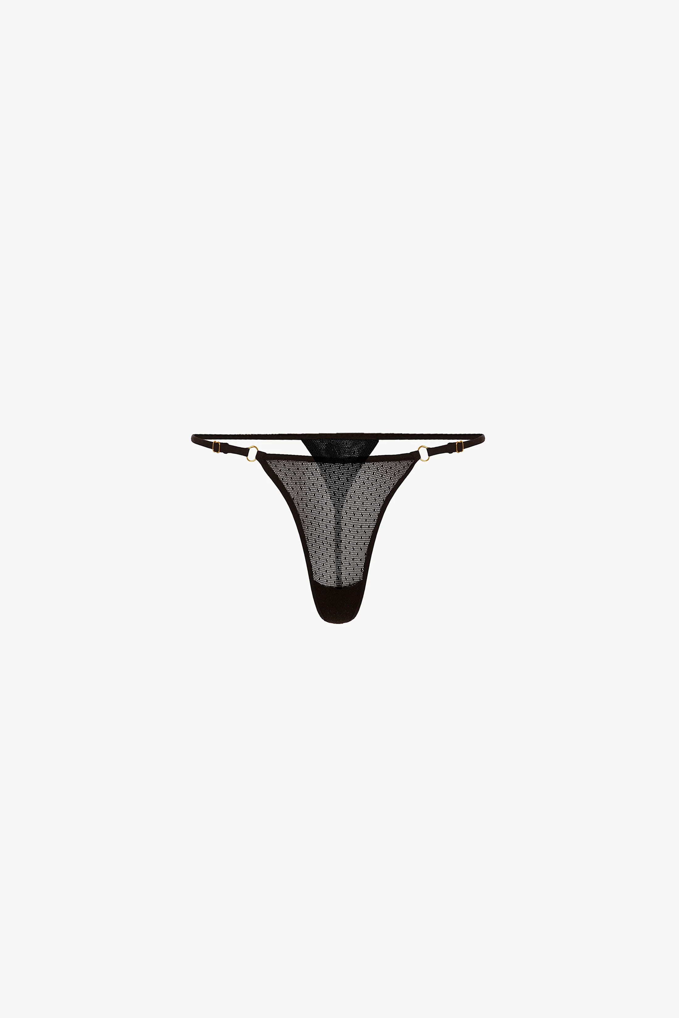 Sequin Mesh Thong In Black