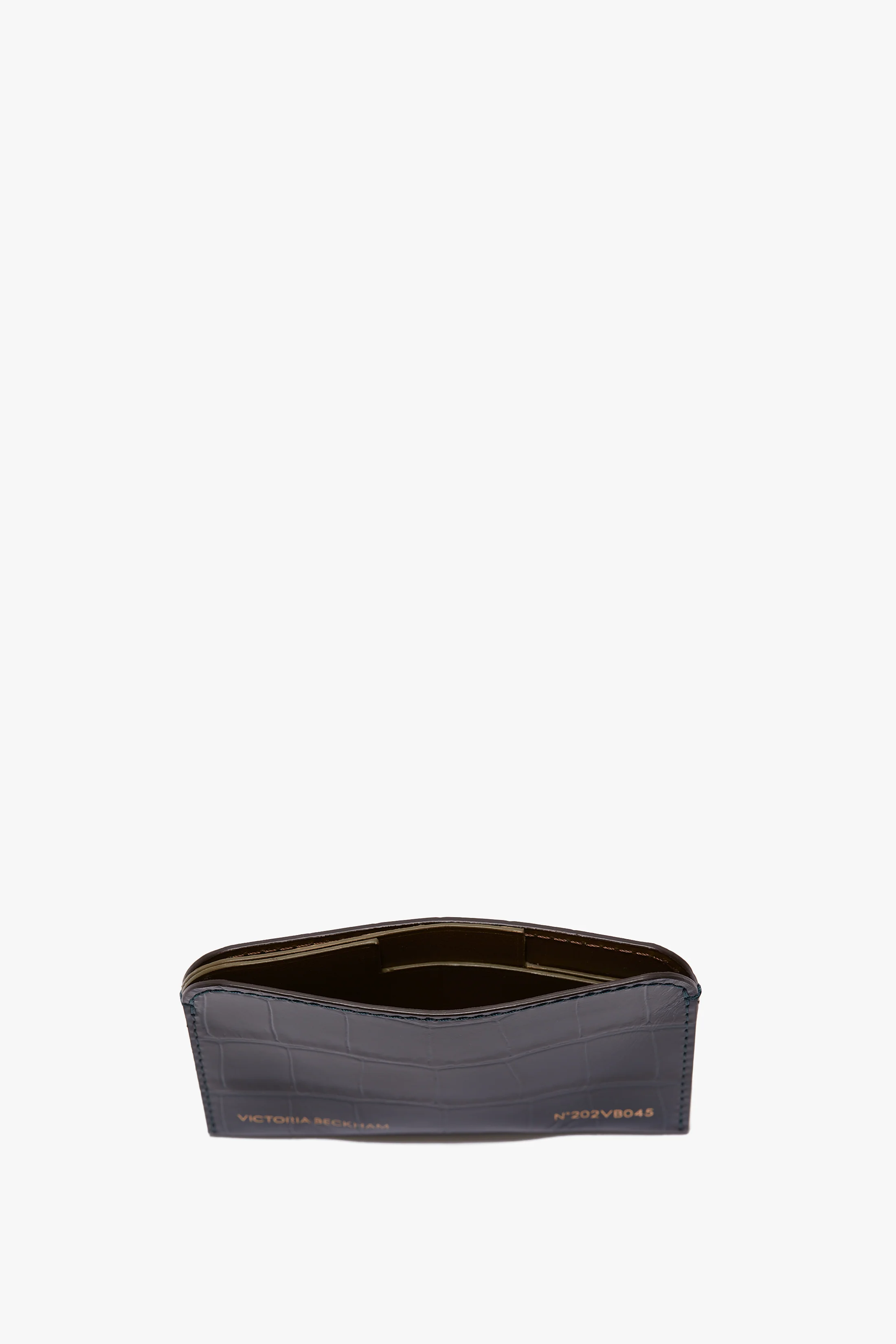 Envelope Card Holder In Midnight Blue Croc Embossed Leather