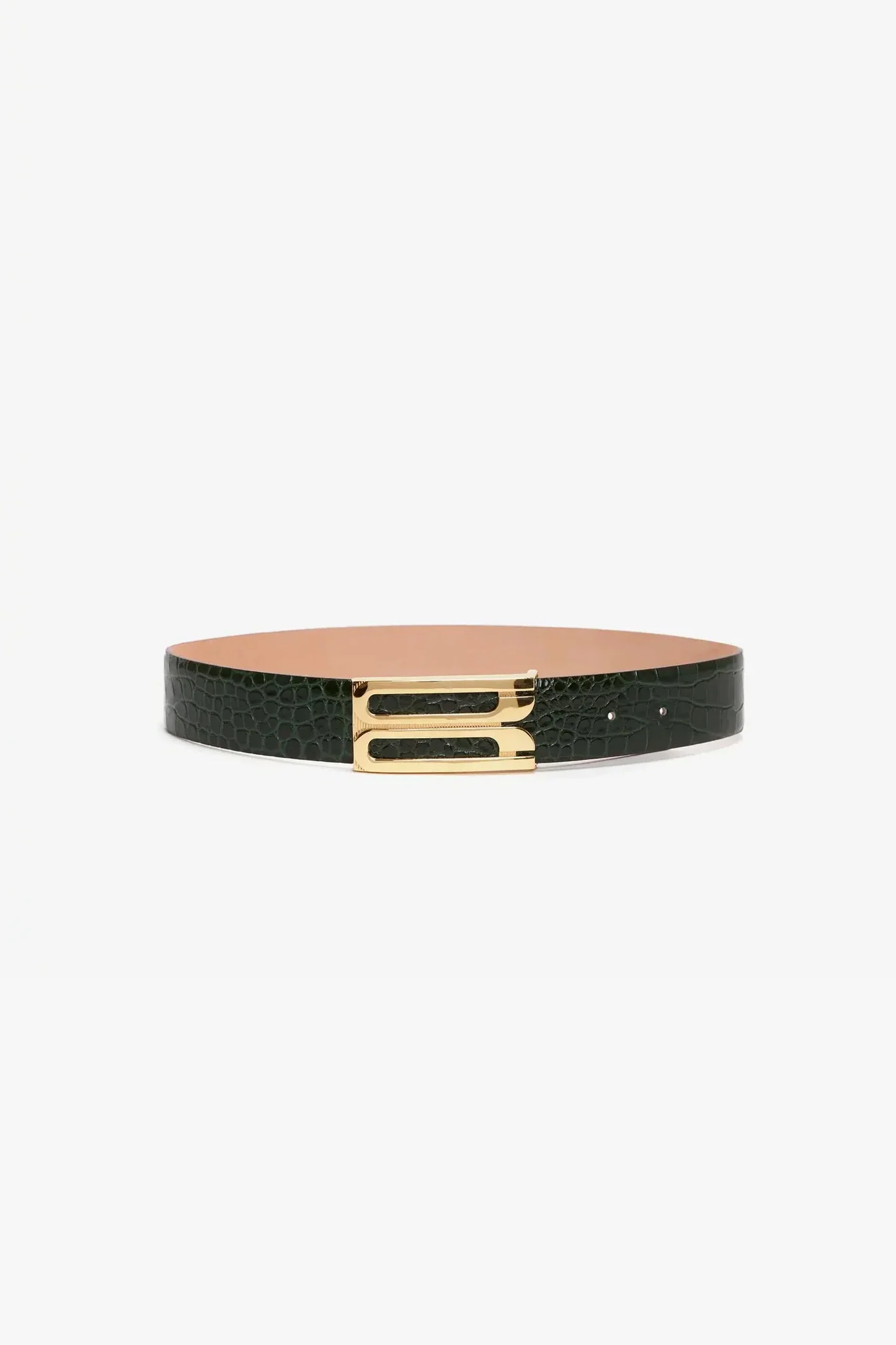 Jumbo Dorian Belt In Dark Forest Croc Embossed Leather