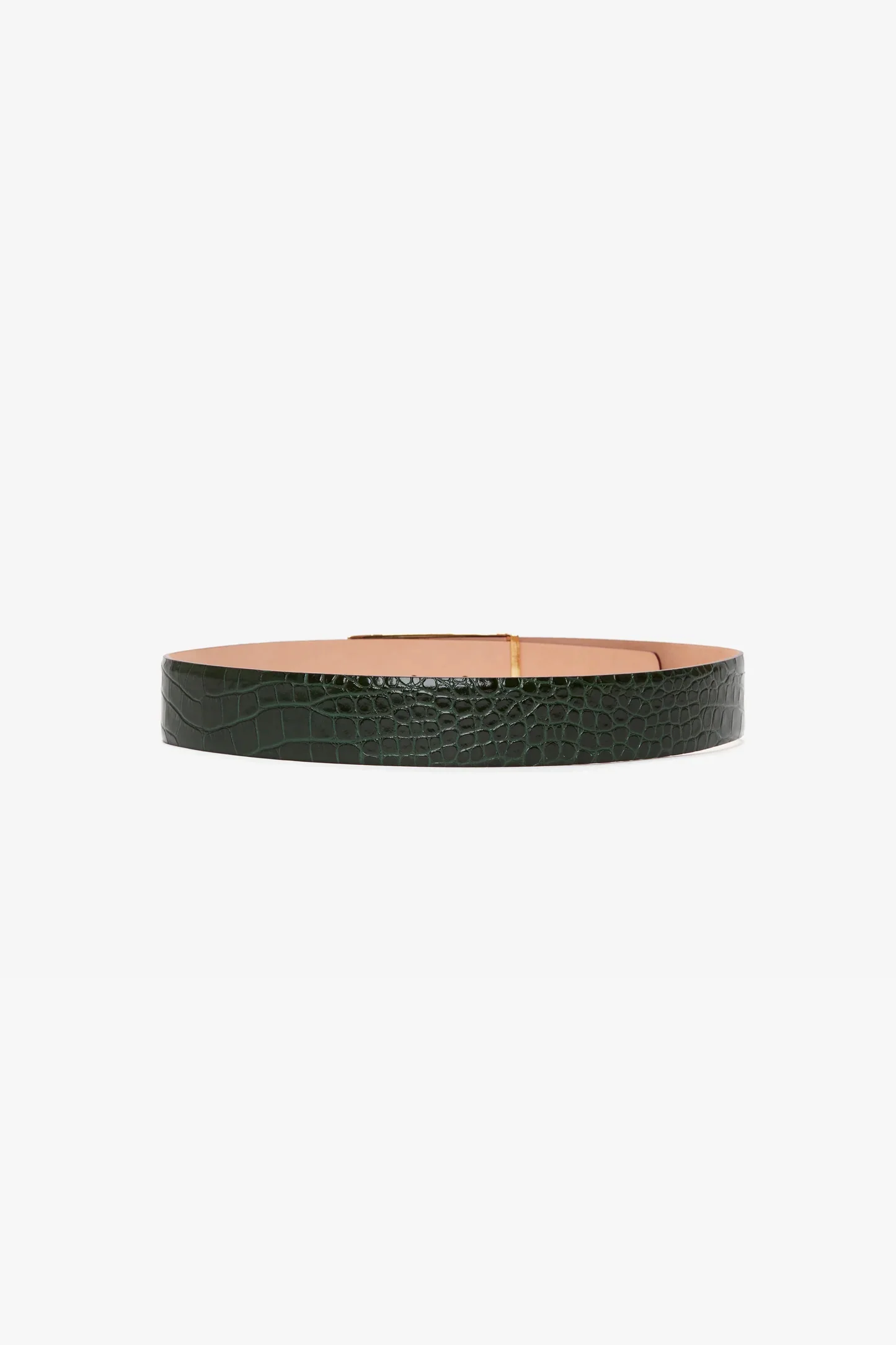 Jumbo Dorian Belt In Dark Forest Croc Embossed Leather