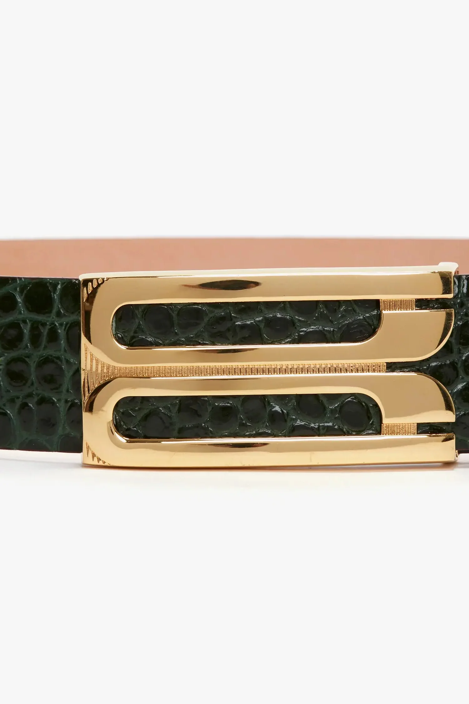 Jumbo Dorian Belt In Dark Forest Croc Embossed Leather