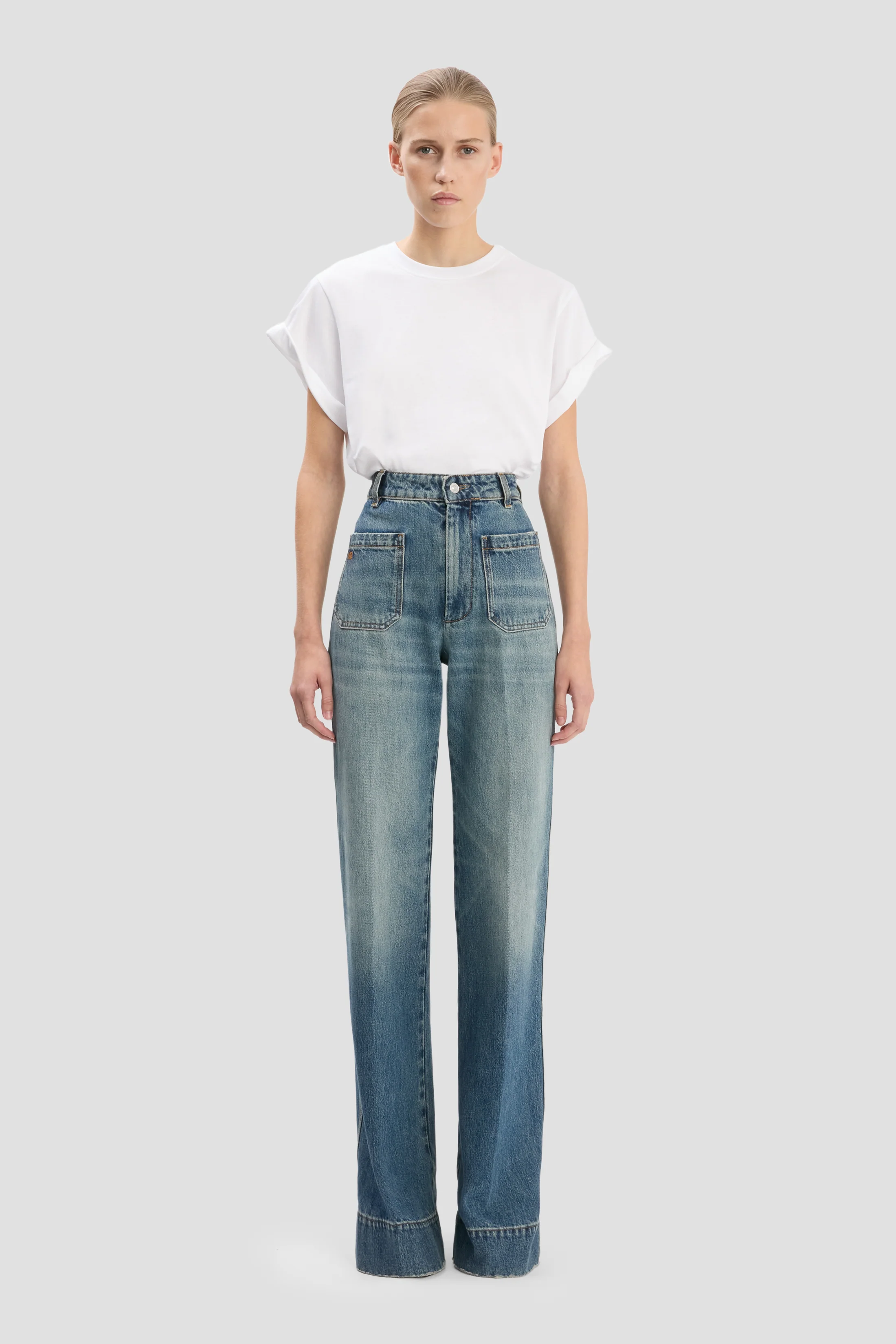 Alina Stretch Jean In Worn Blue Wash