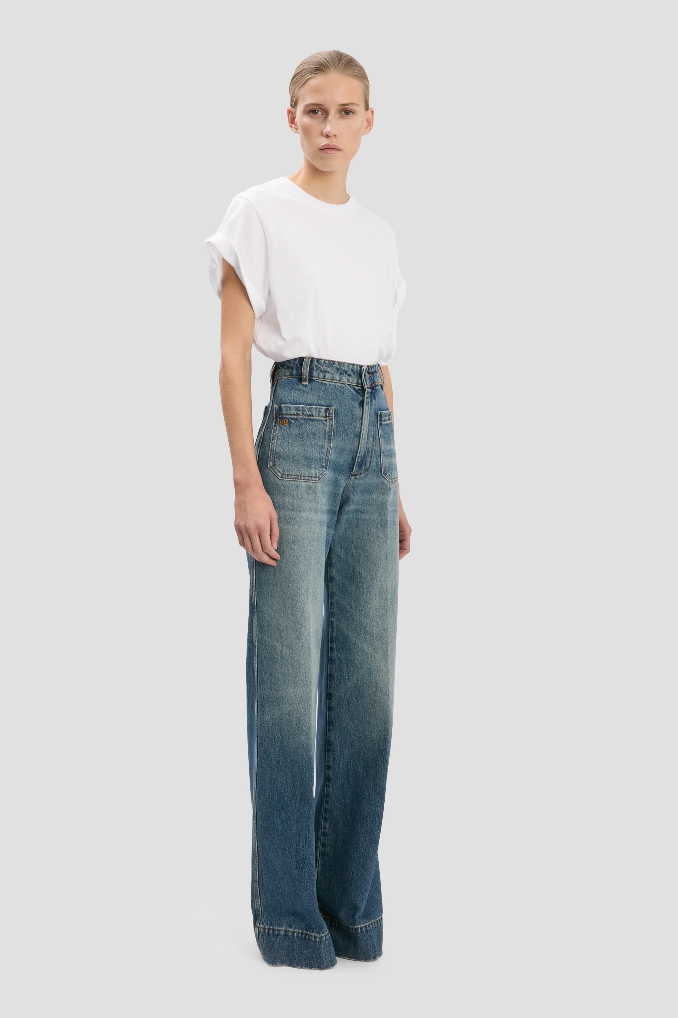 Alina Stretch Jean In Worn Blue Wash