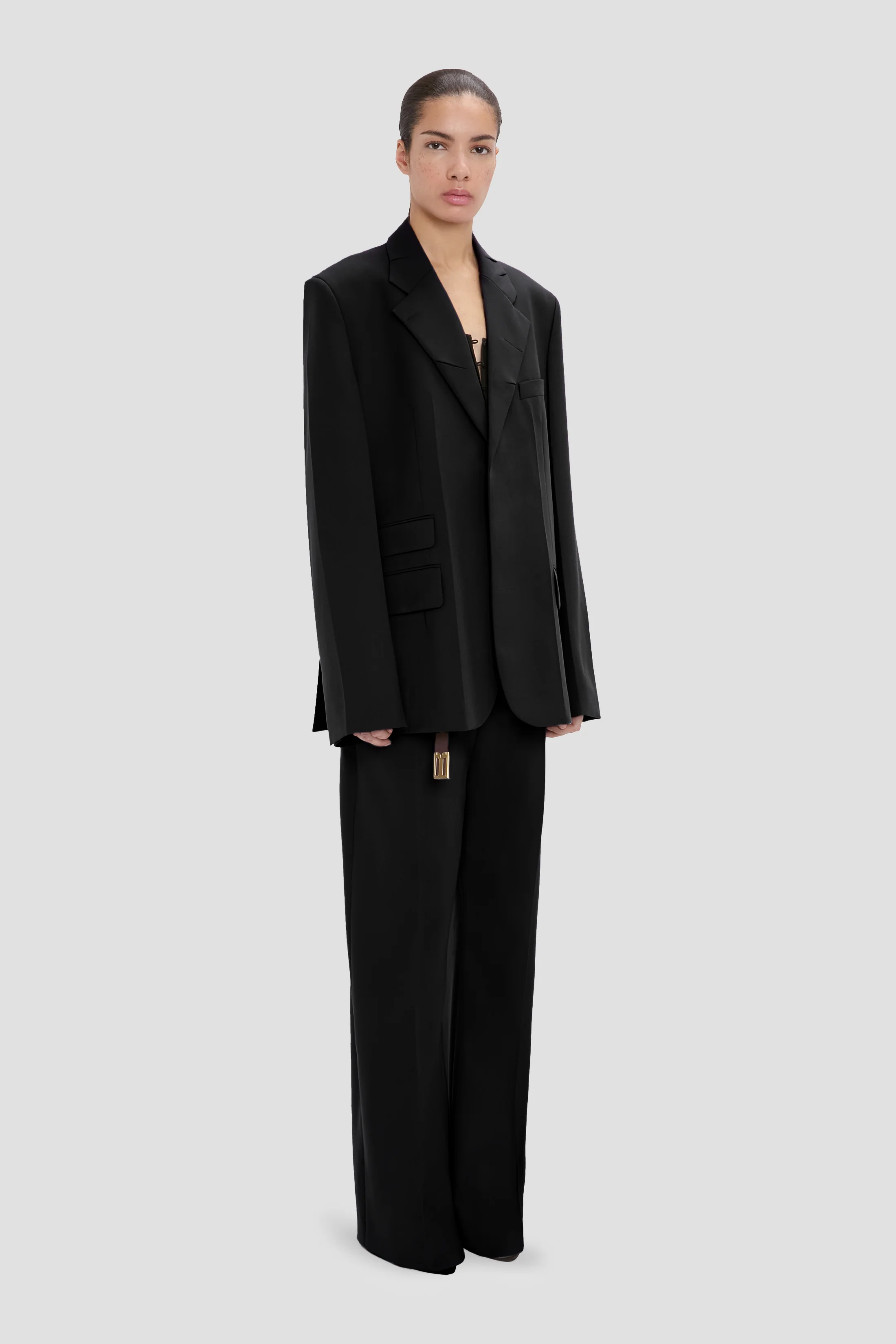 Notched Lapel Jacket In Black