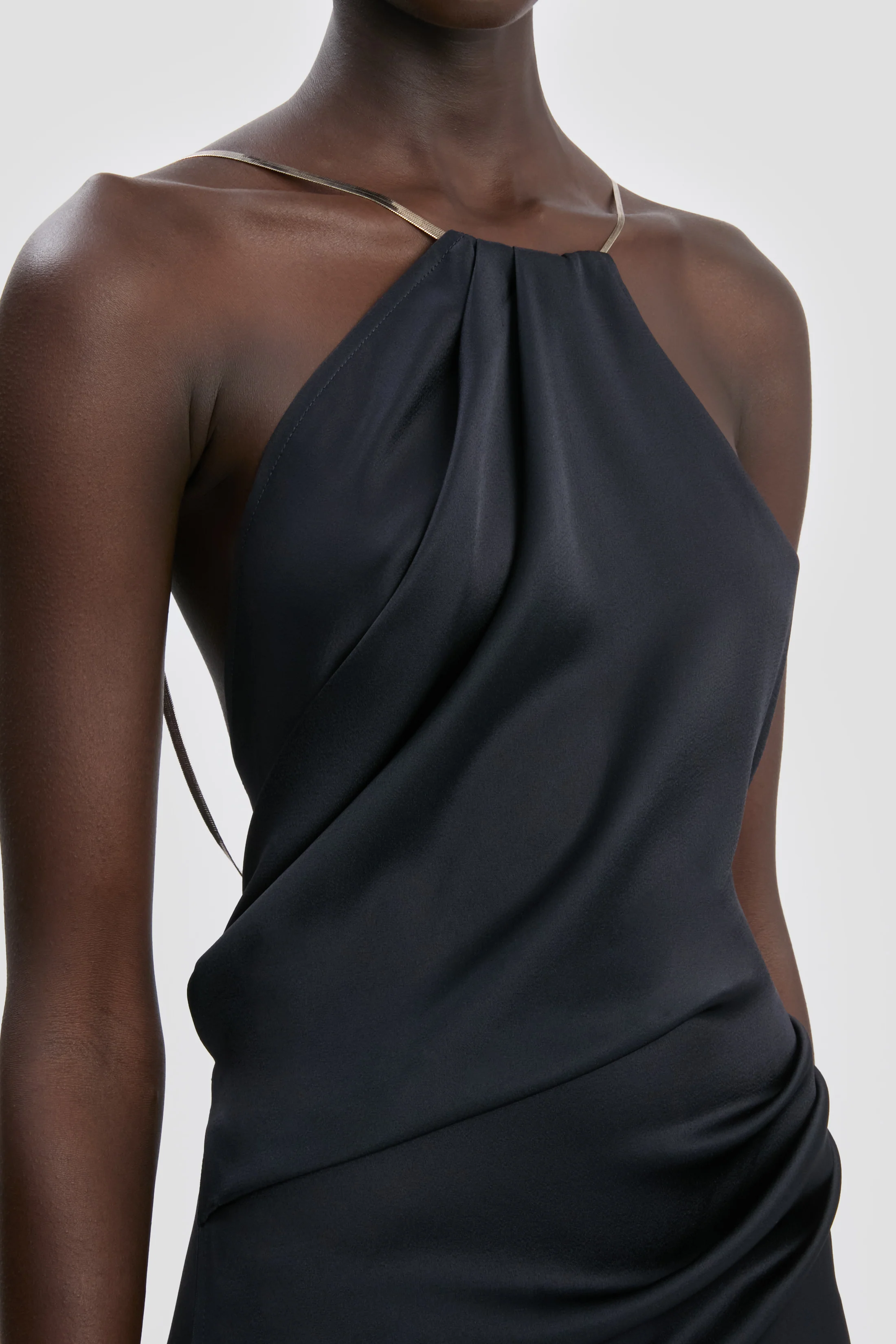 Chain Halter Gown In Navy