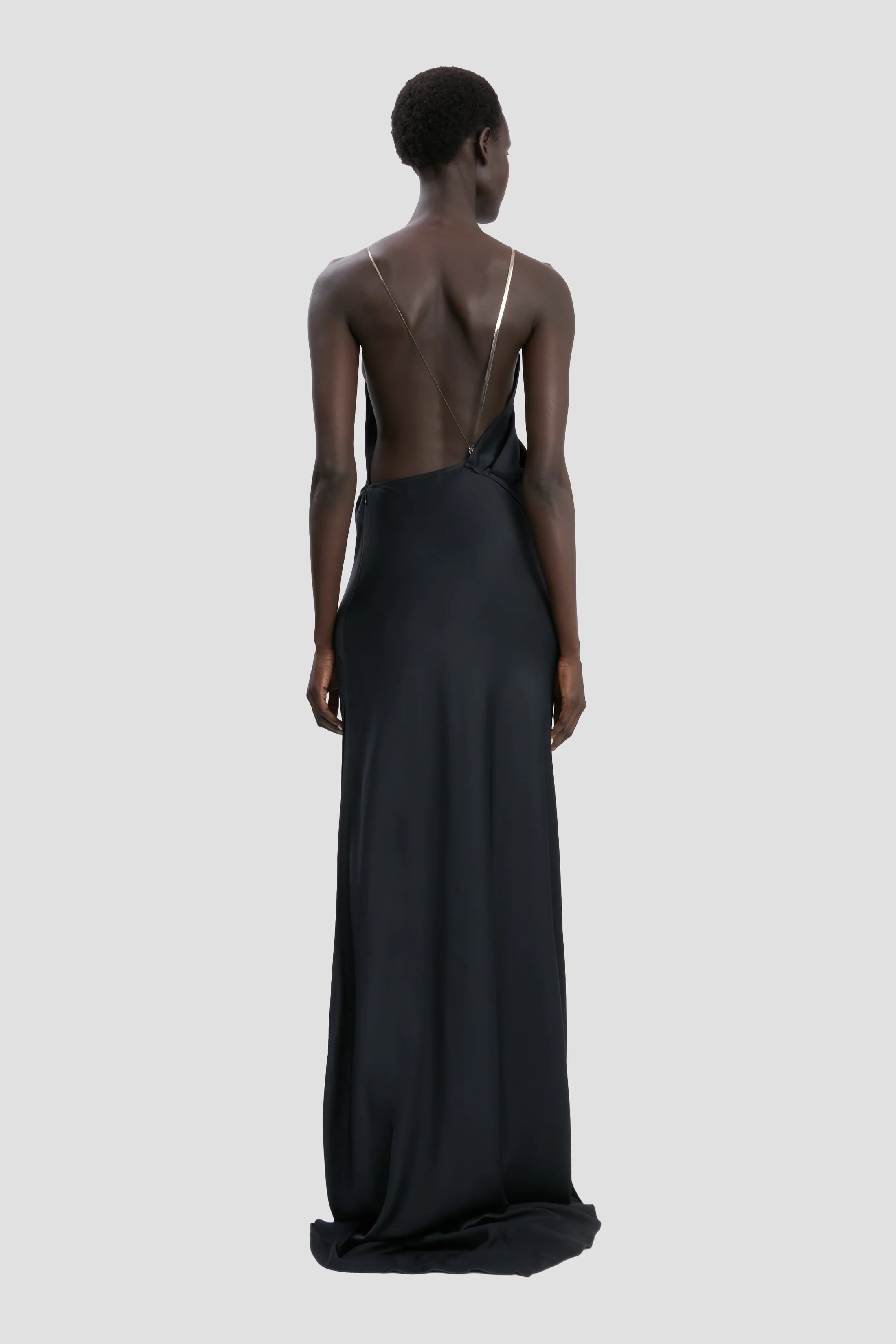 Chain Halter Gown In Navy