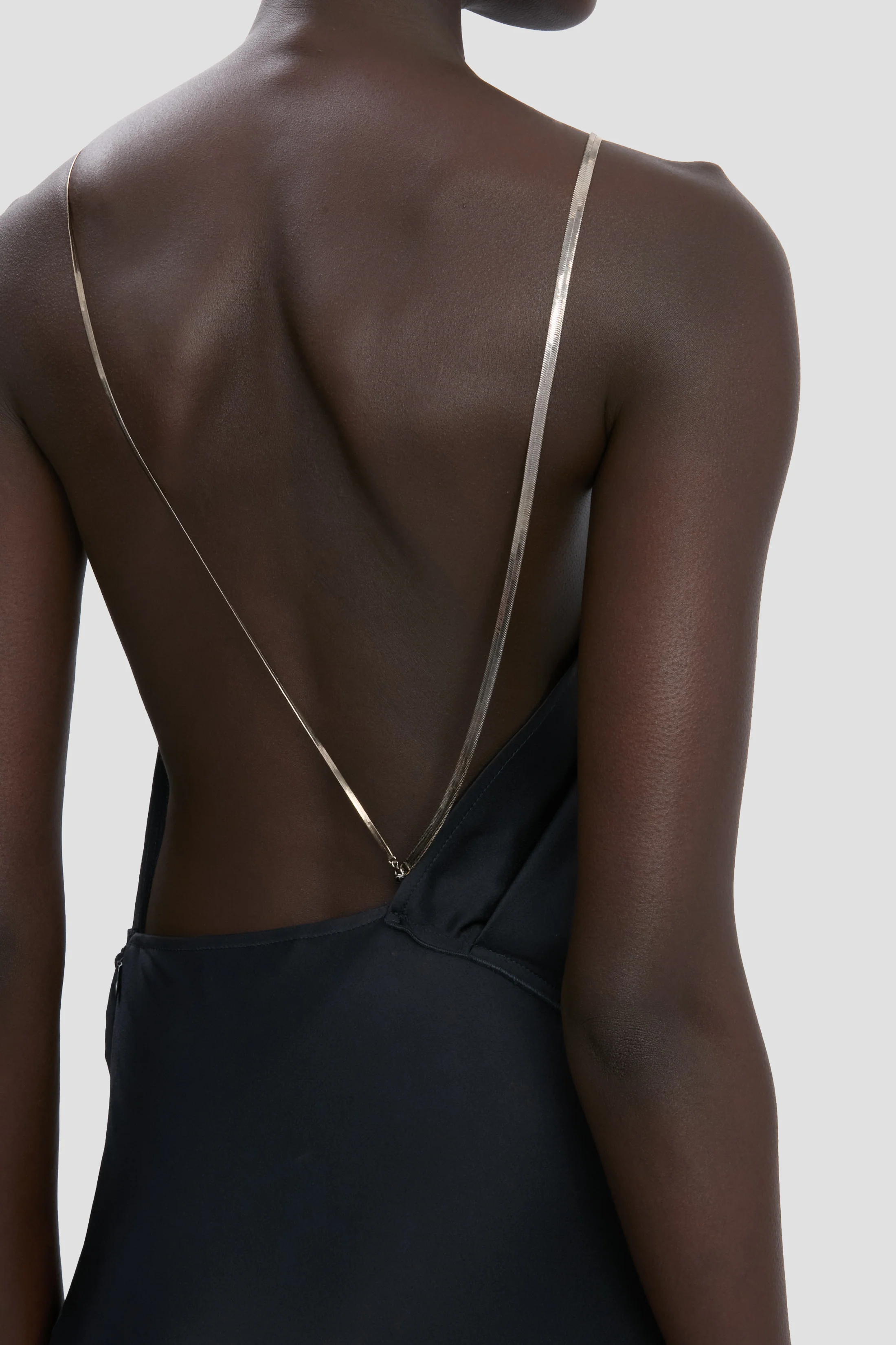 Chain Halter Gown In Navy