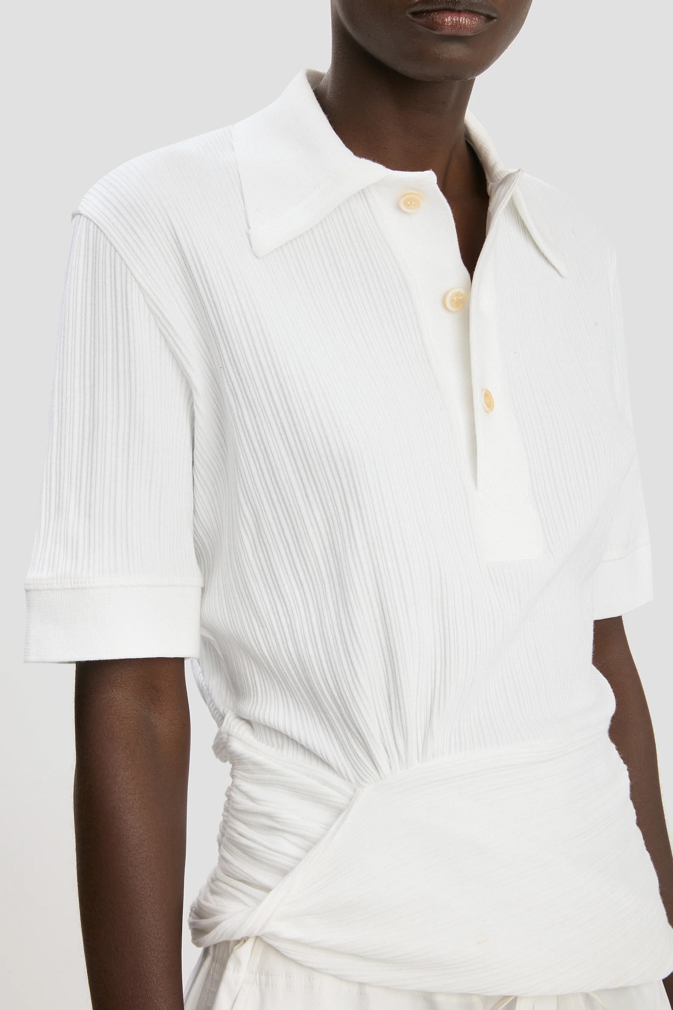 Twist Polo Top In White