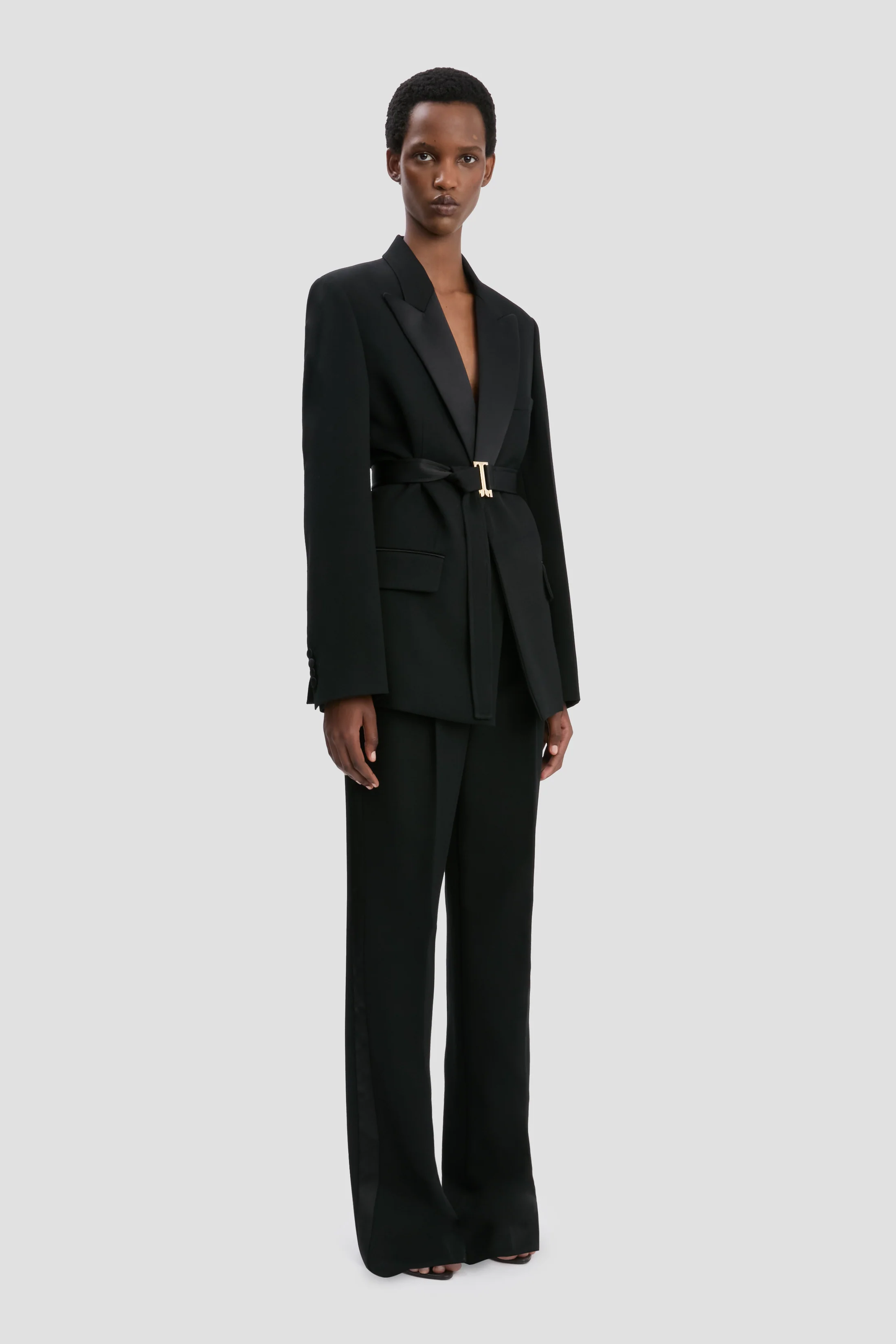 Belted Tailored Jacket In Black