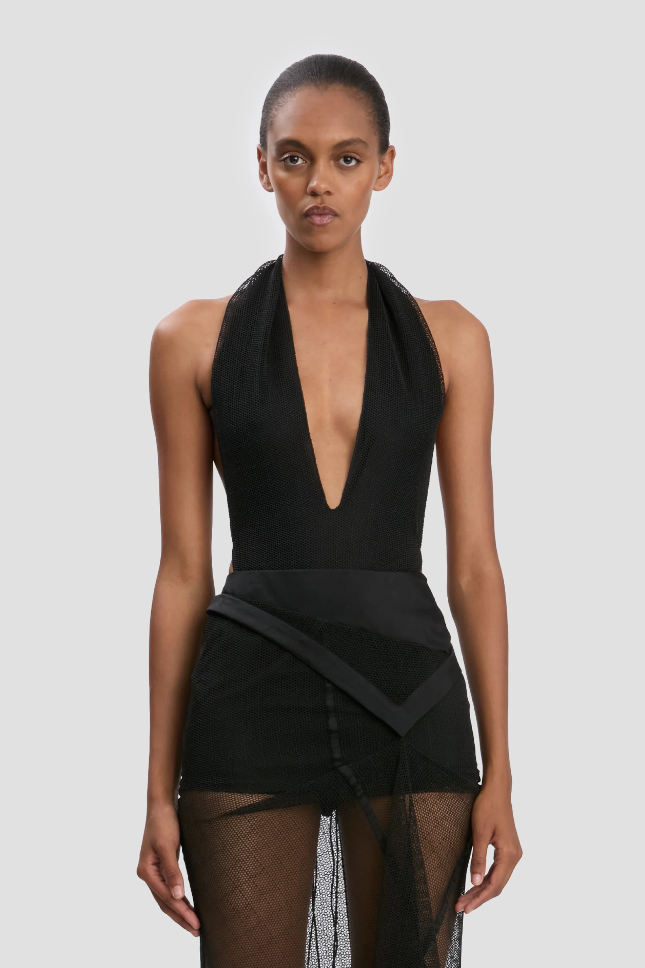 Halter Neck Bodysuit In Black