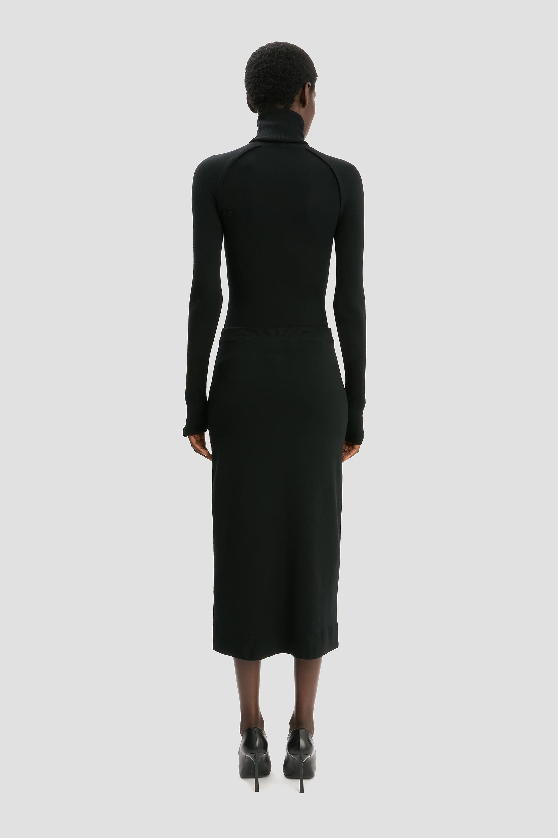 Button Midi Skirt In Black
