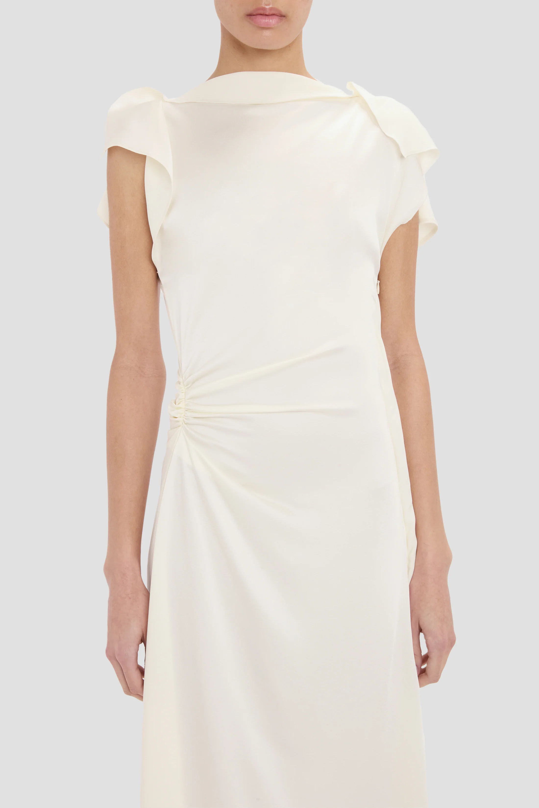 Drape Midi Dress In Ivory