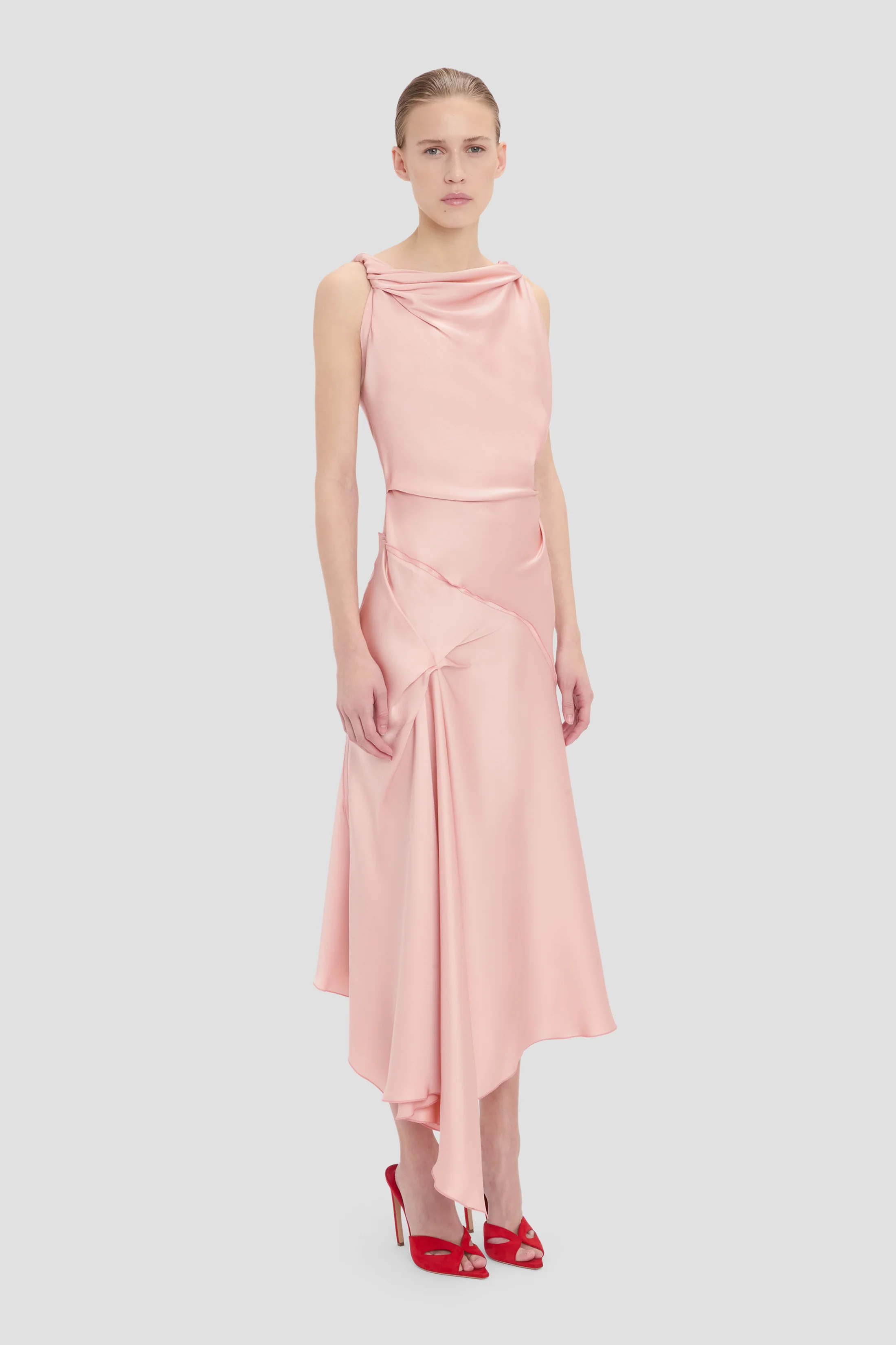 Posy Midi Dress In Dusty Pink