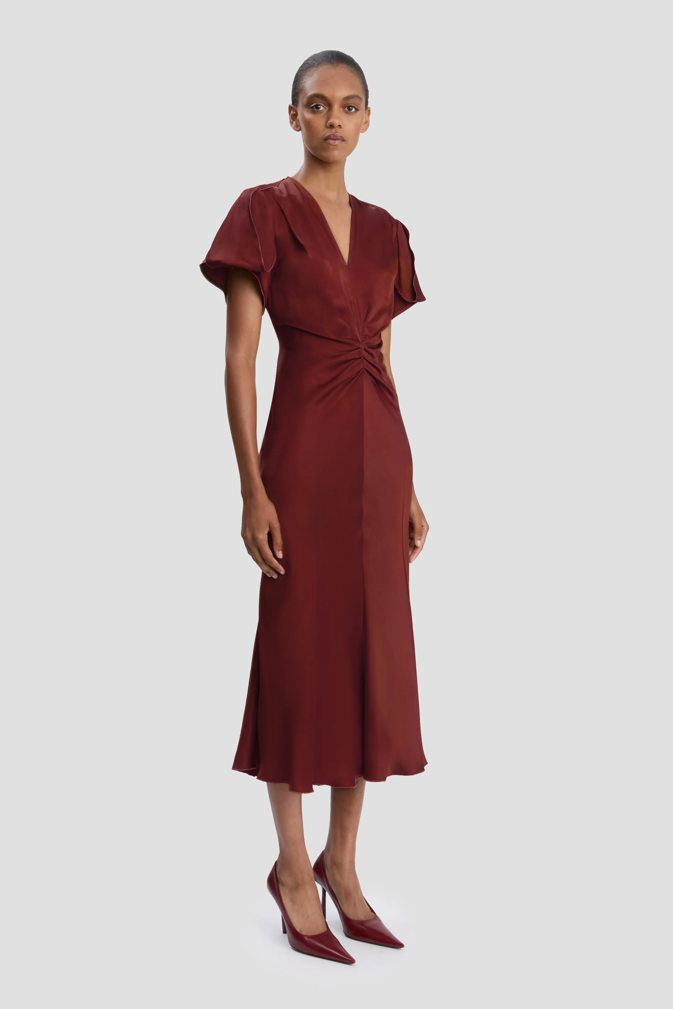 Eve Midi Dress In Burgundy
