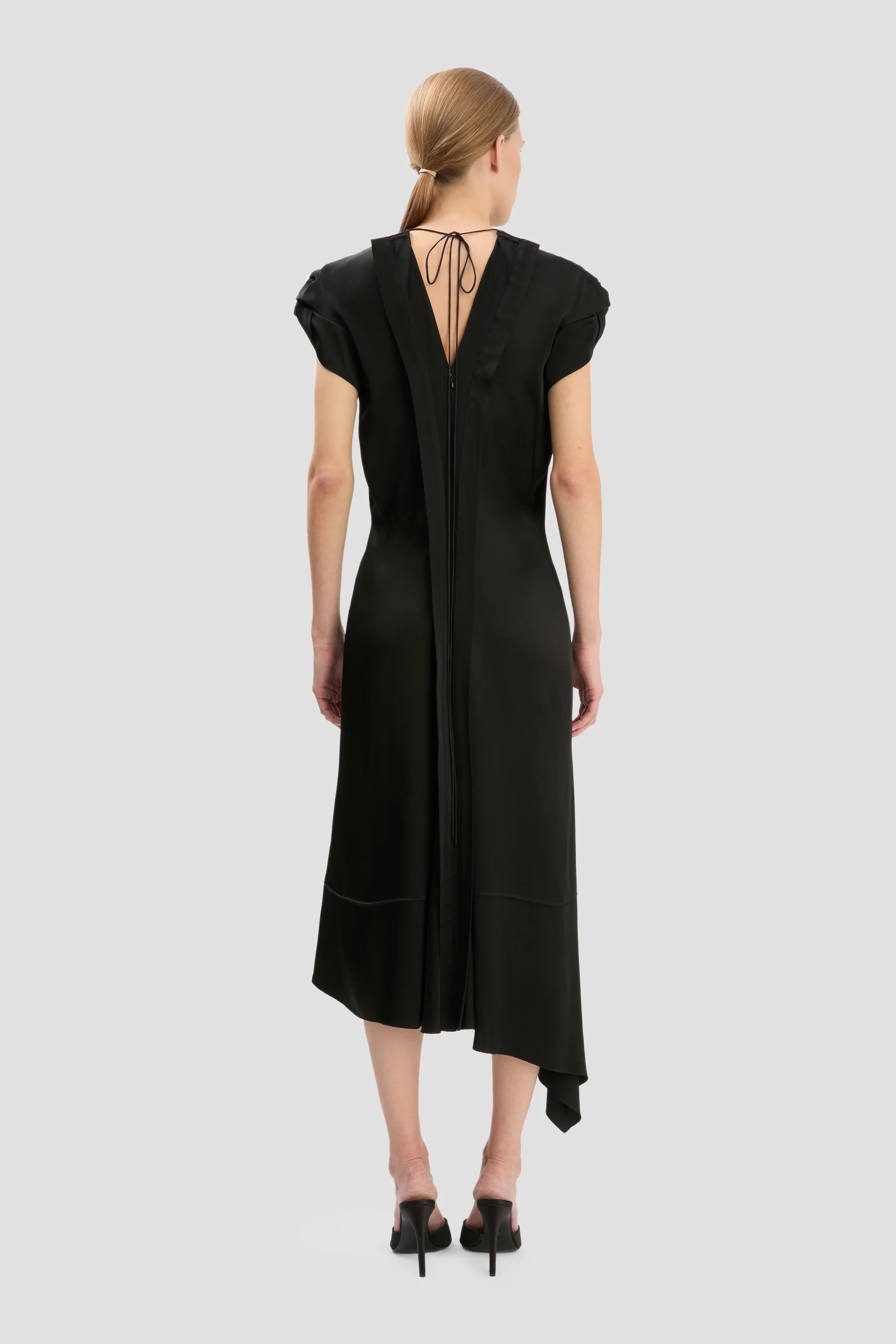 Twist Shoulder Dress In Black