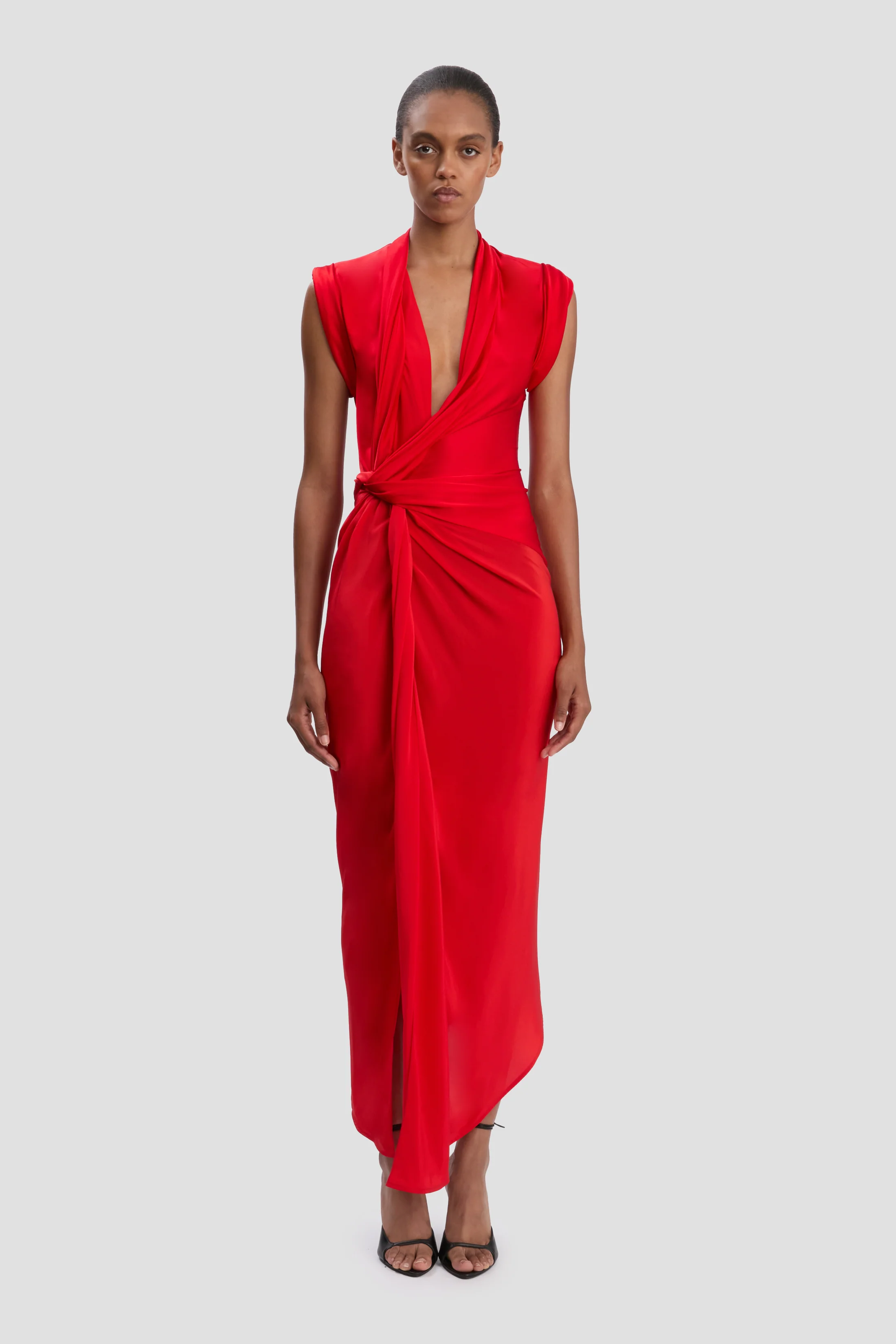 Twist Dress In Cardinal Red