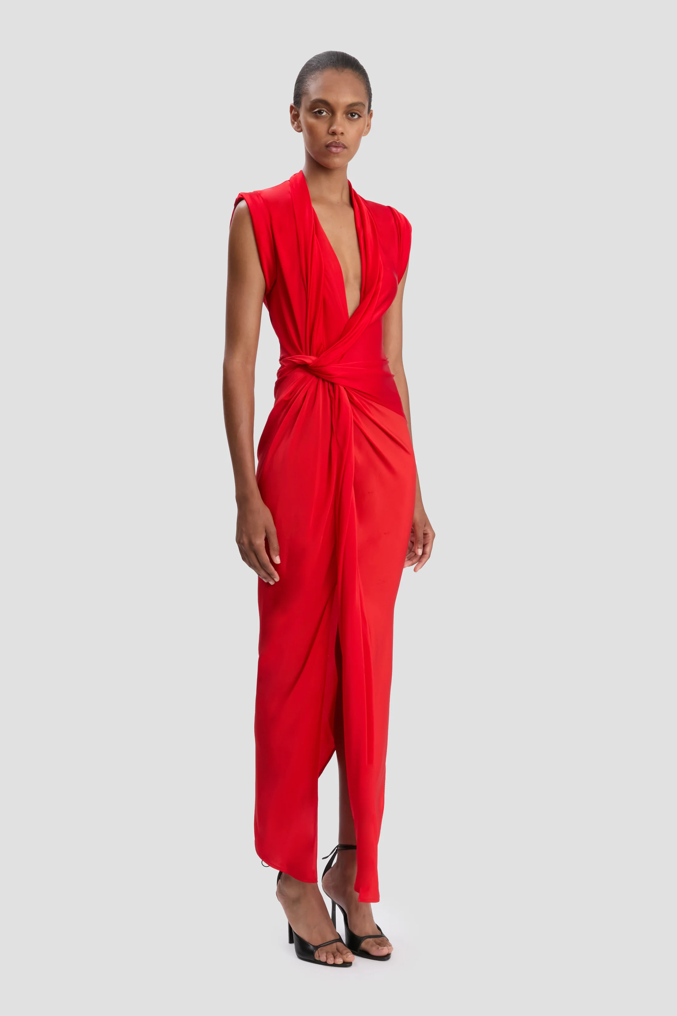 Twist Dress In Cardinal Red