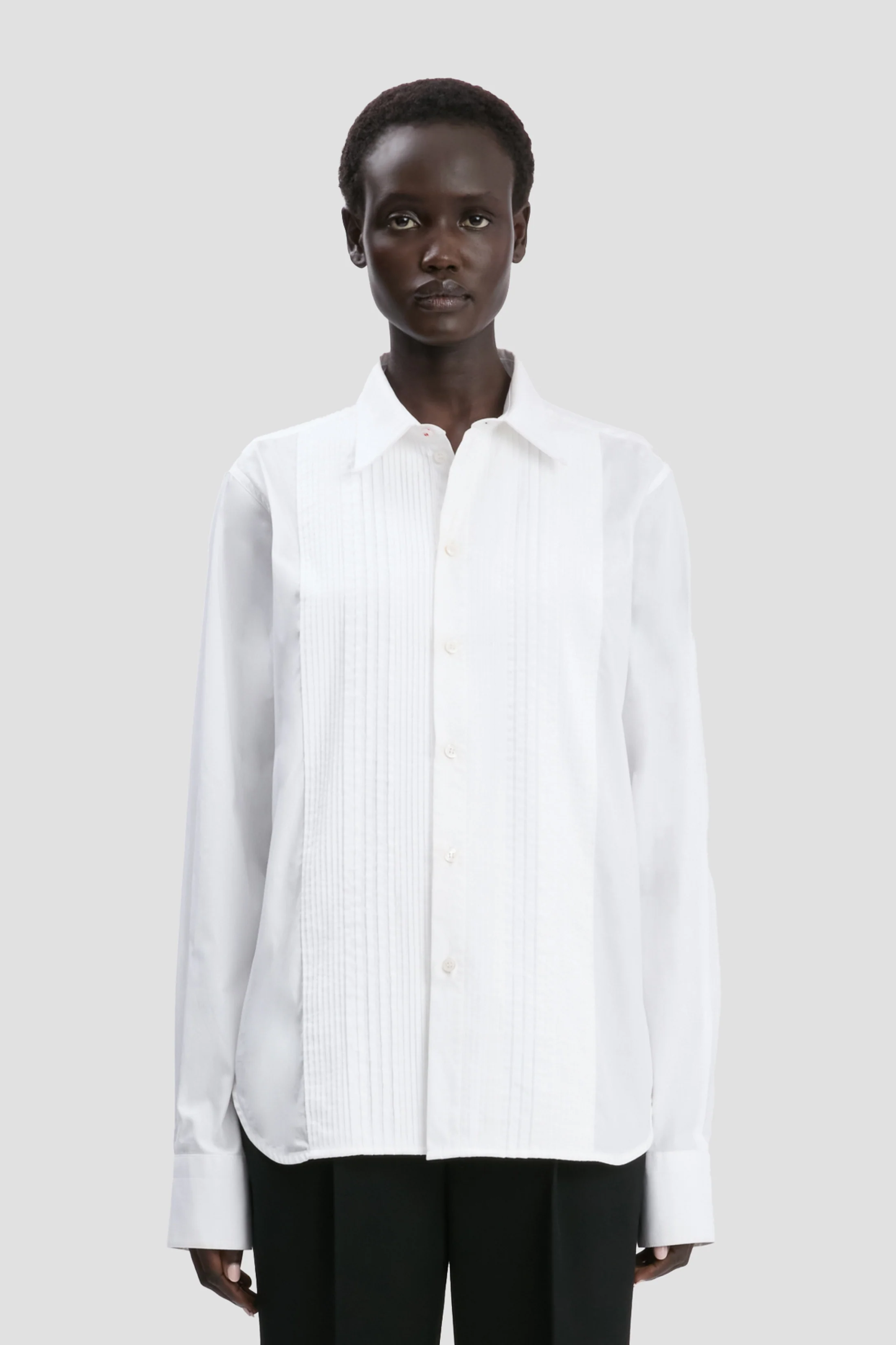Pin Tuck Shirt In White