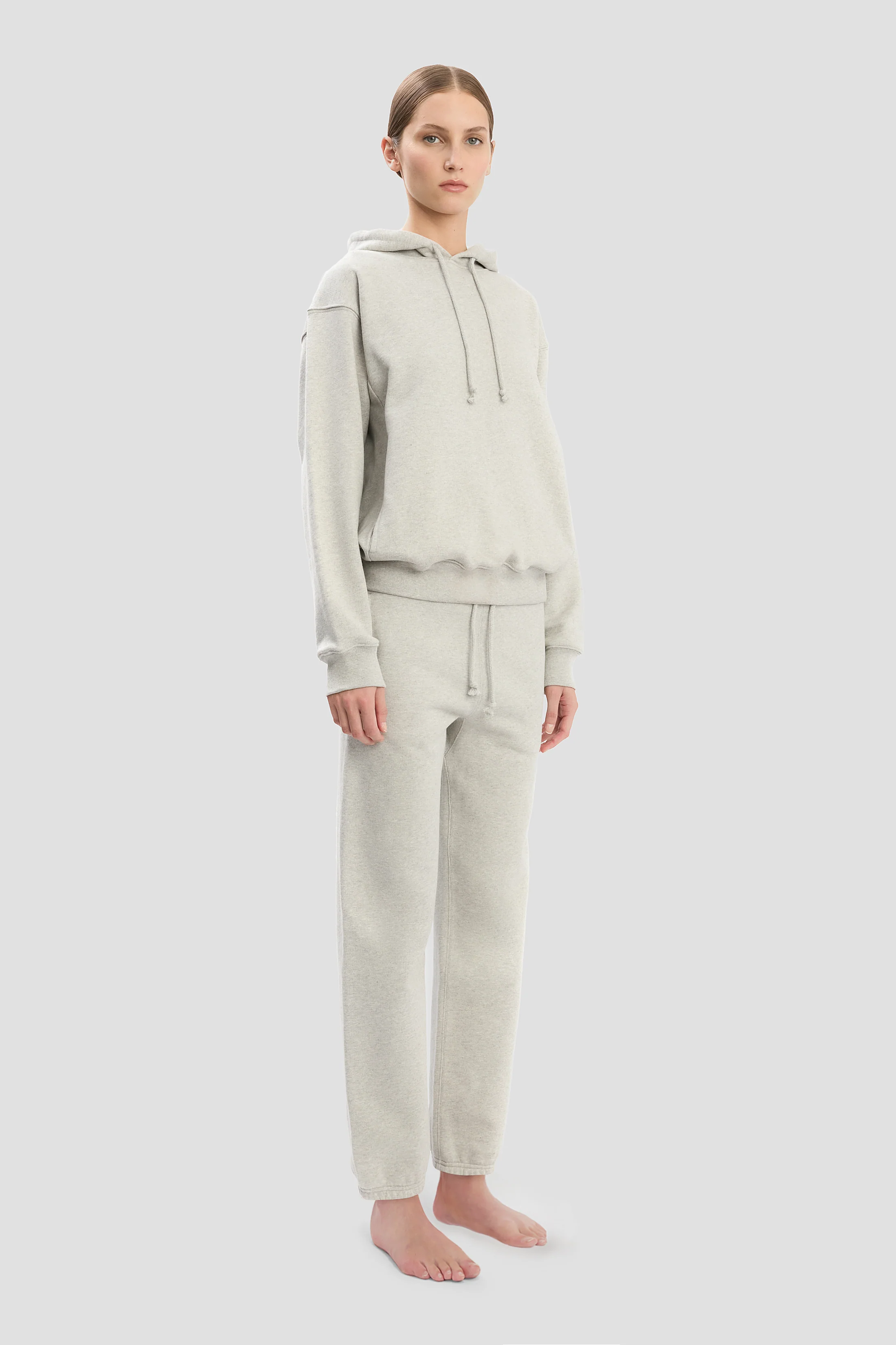 Logo Embroidered Hoodie In Grey Marl