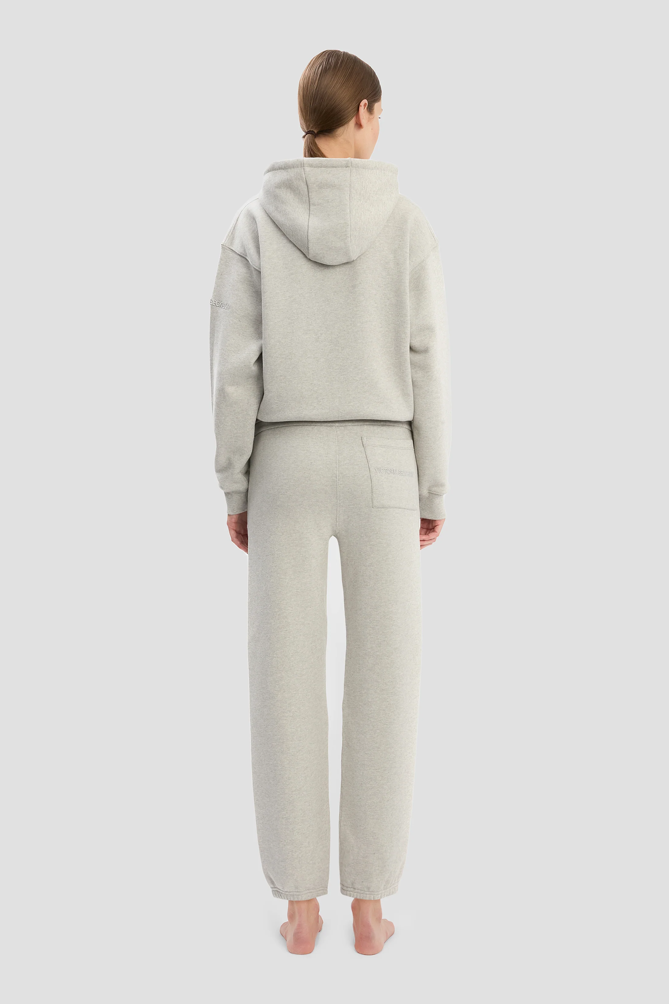 Logo Embroidered Hoodie In Grey Marl
