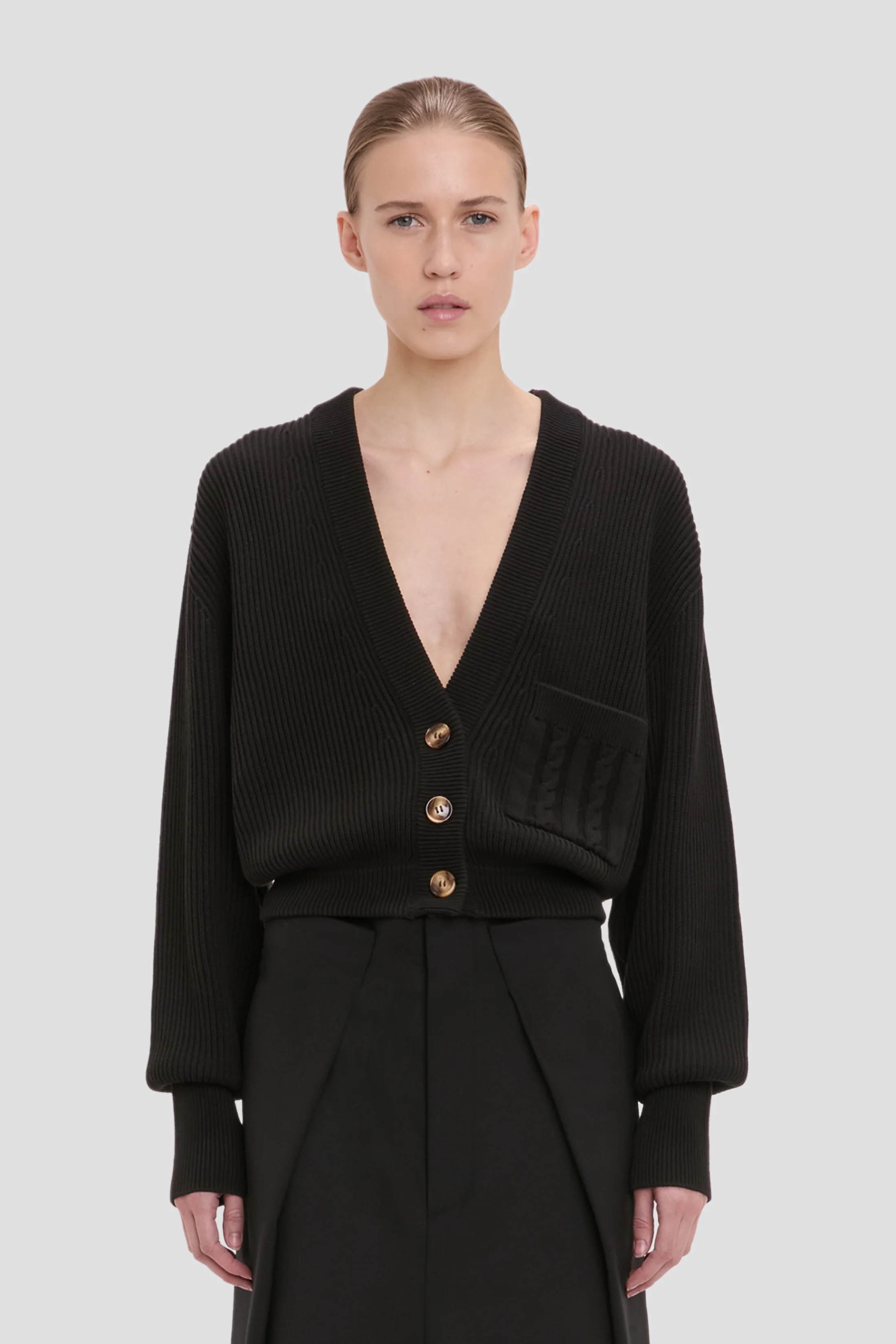 2988-cable-pocket-cardigan-in-black-1.webp Cable Pocket Cardigan In Black
