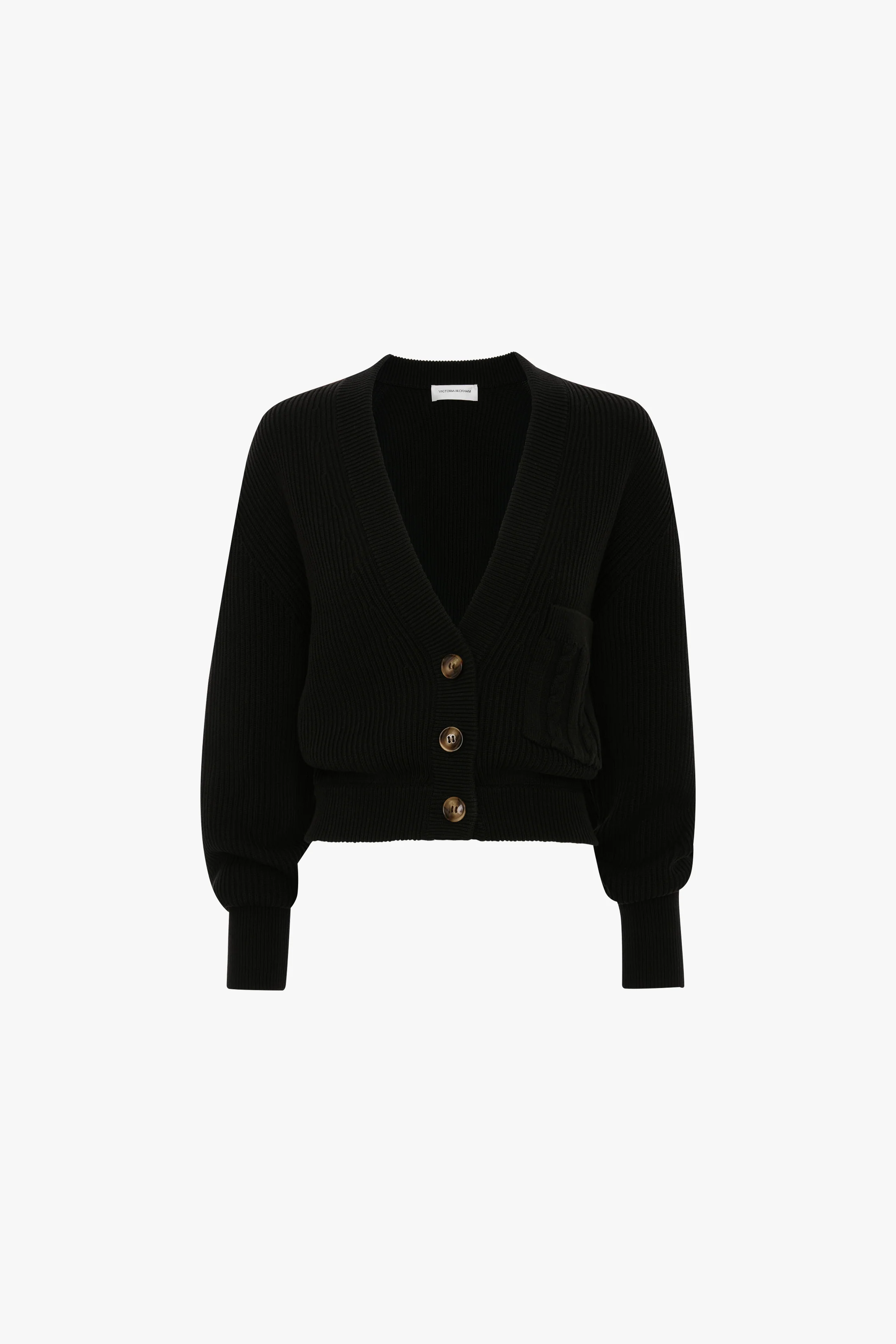 Cable Pocket Cardigan In Black