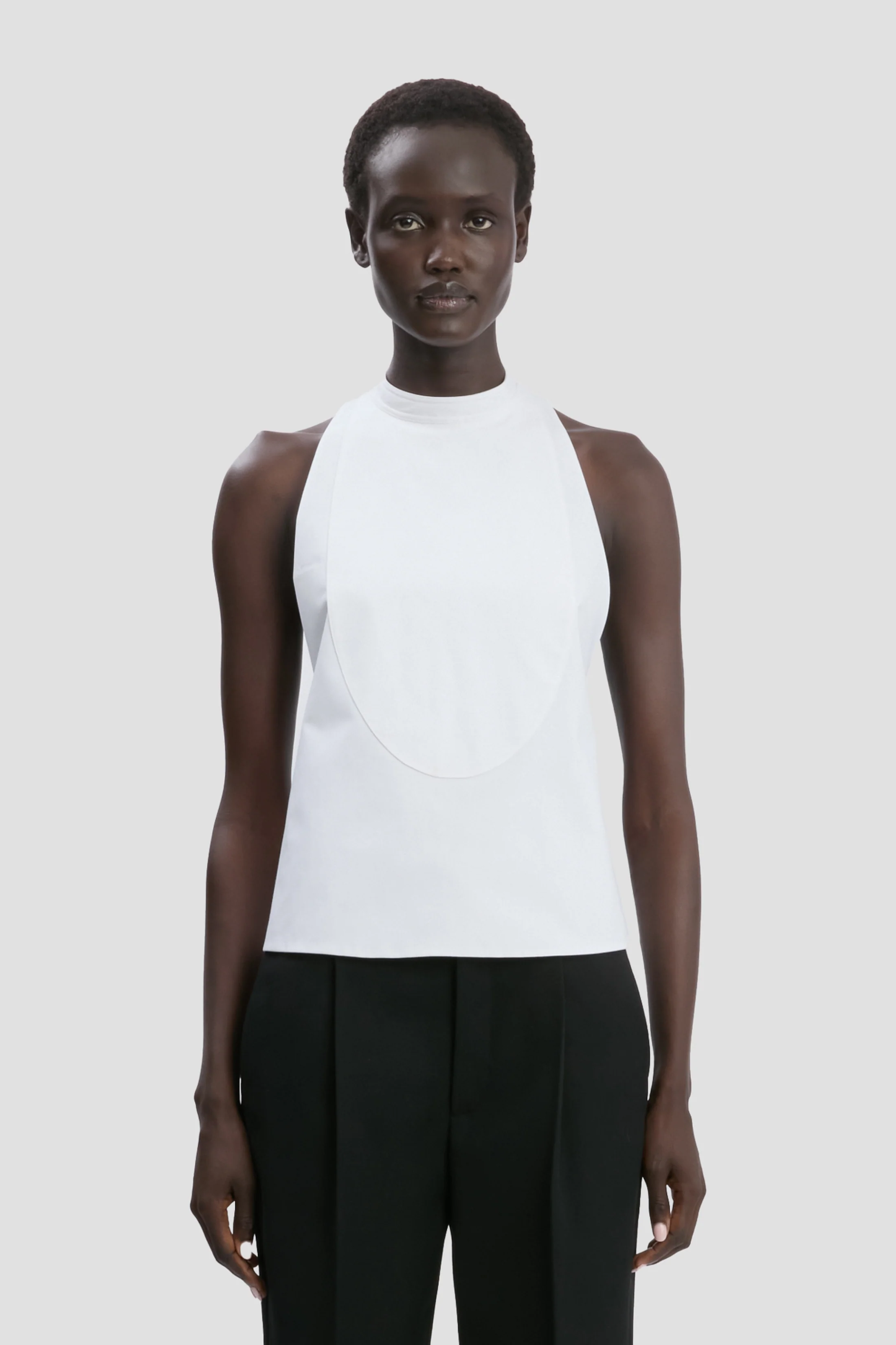 Backless Bib Top In White