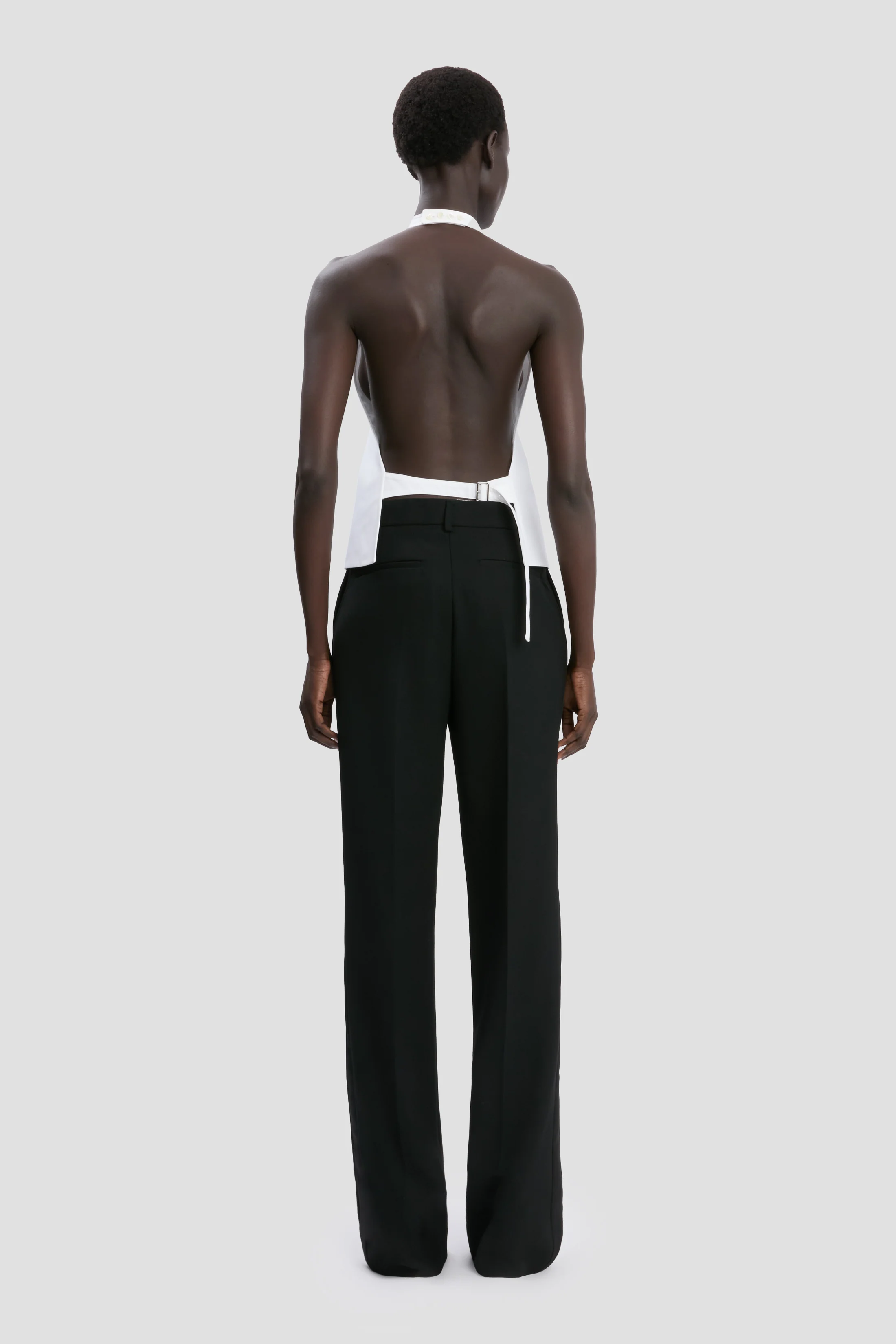 Backless Bib Top In White