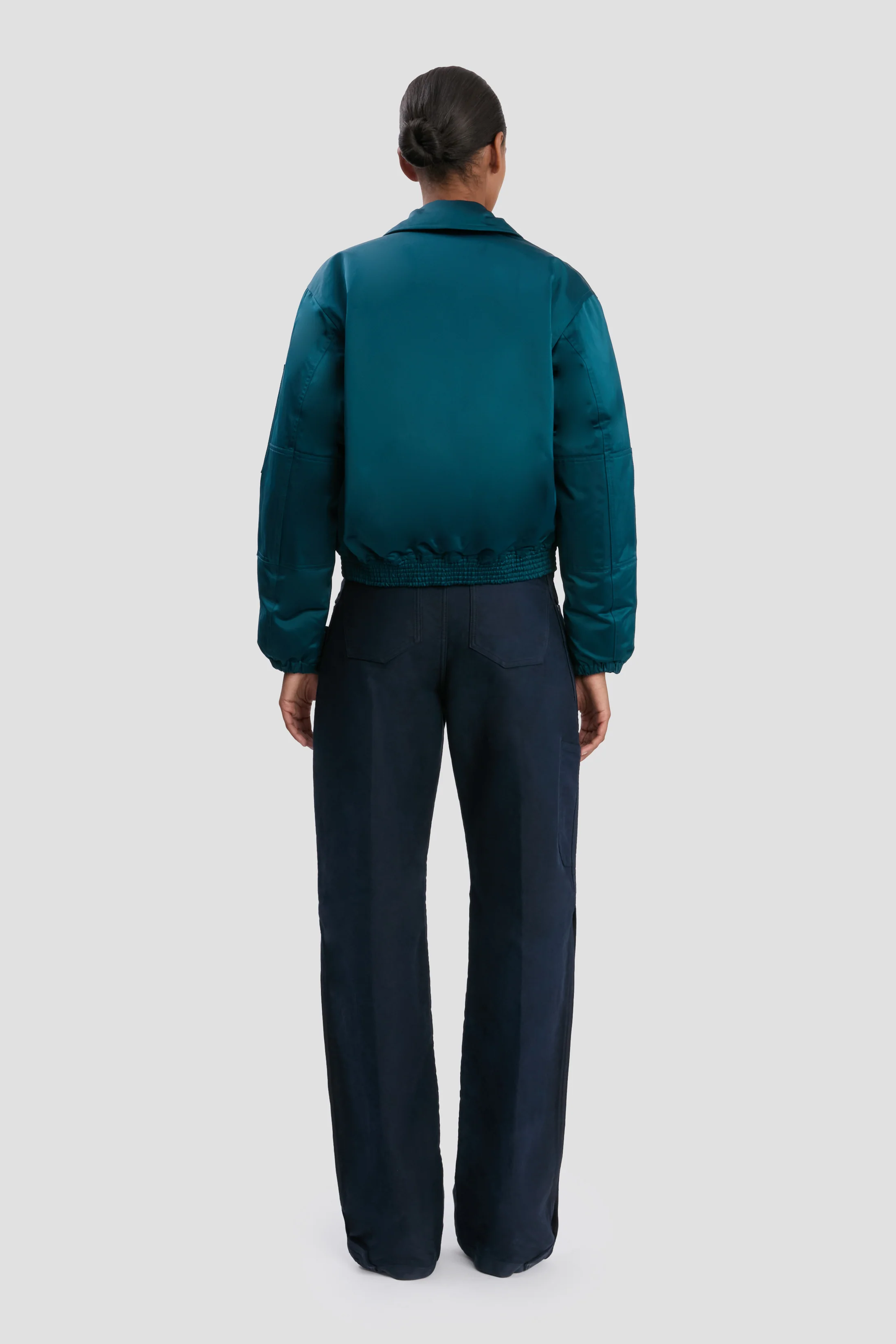 Padded Bomber Jacket In Dark Teal