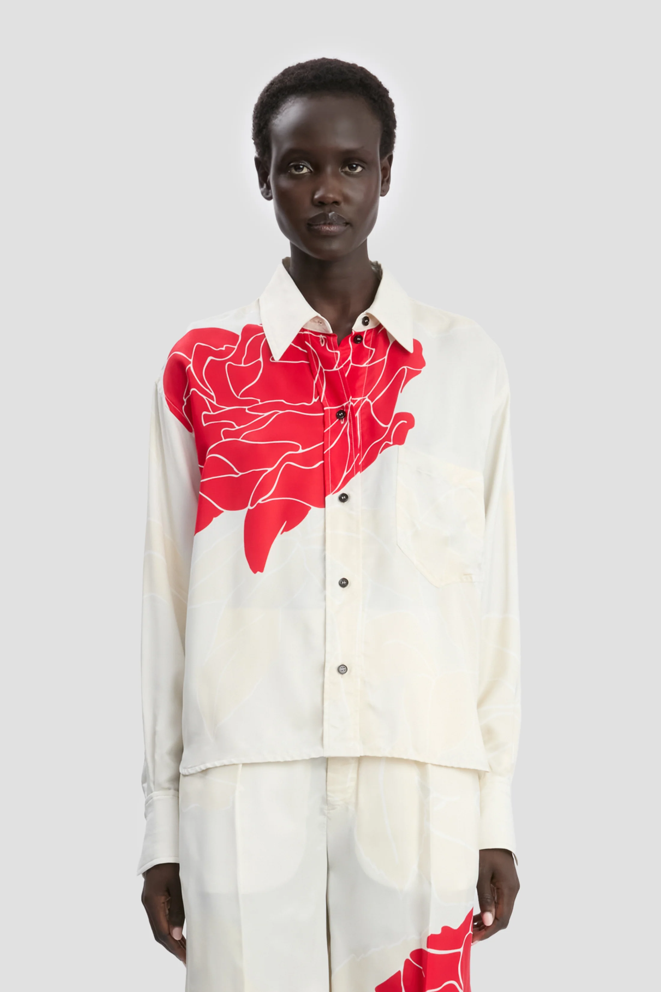 Shirt In Red Floral Print