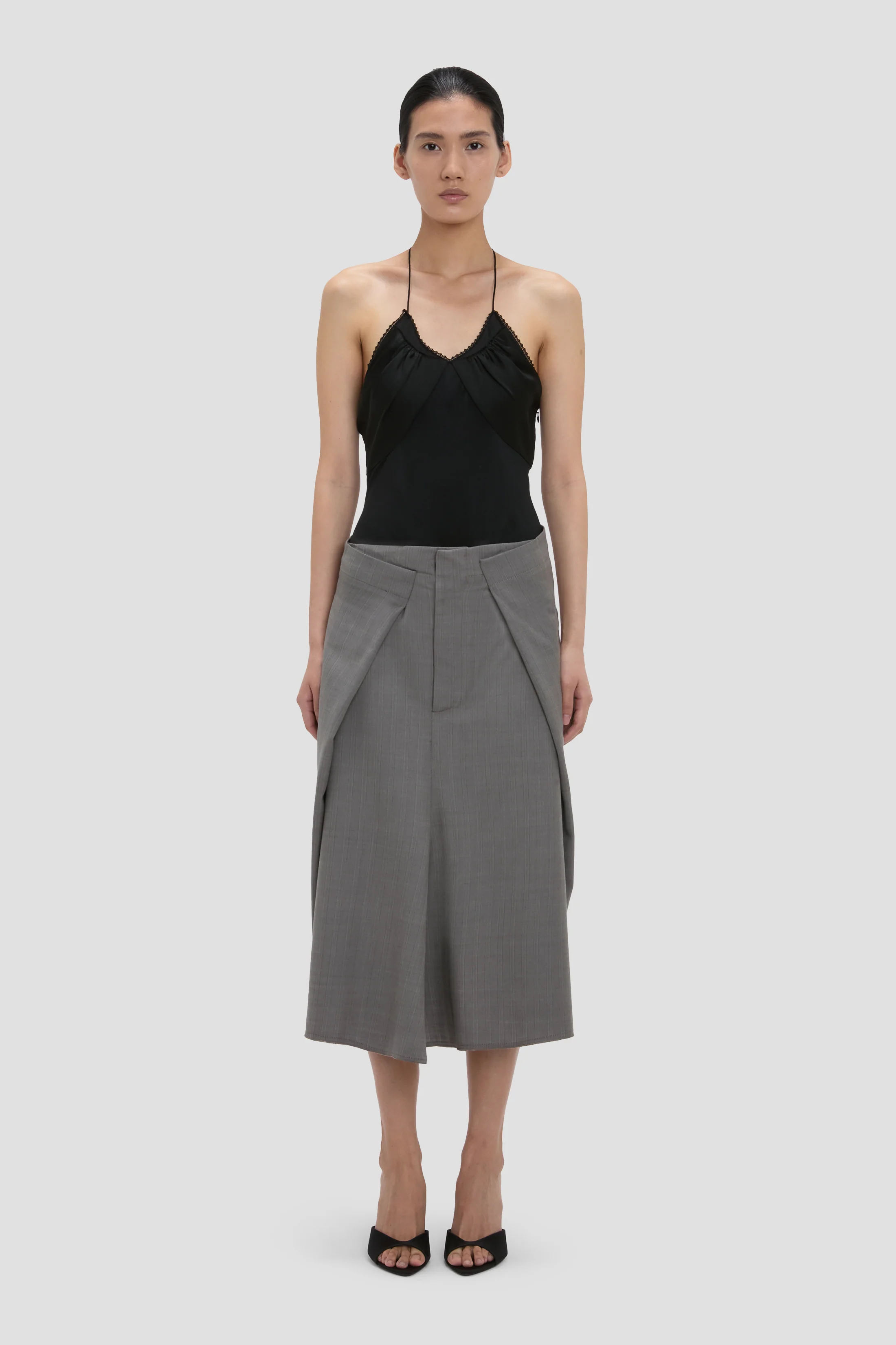 Tailored Midi Skirt In Nickel