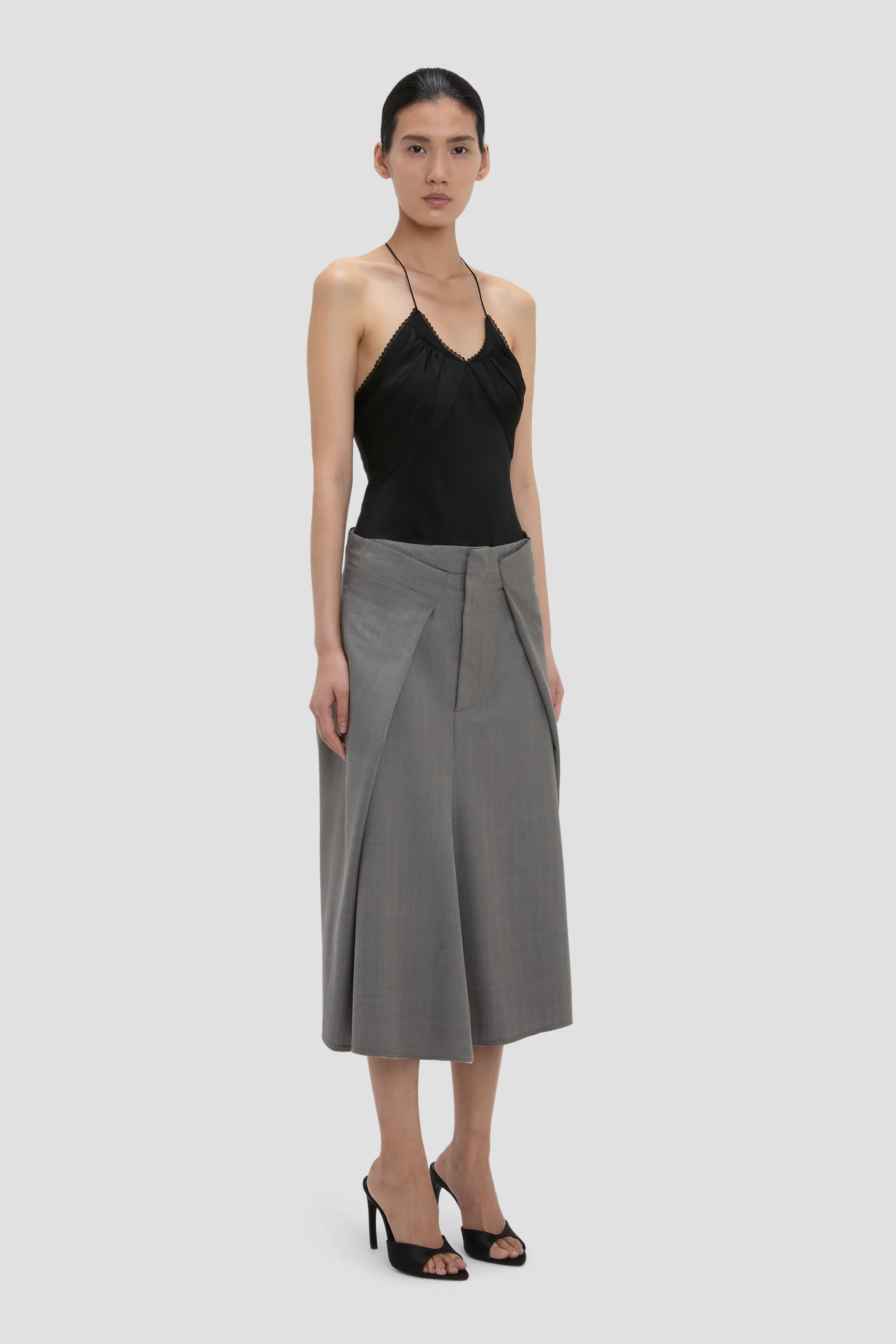 Tailored Midi Skirt In Nickel