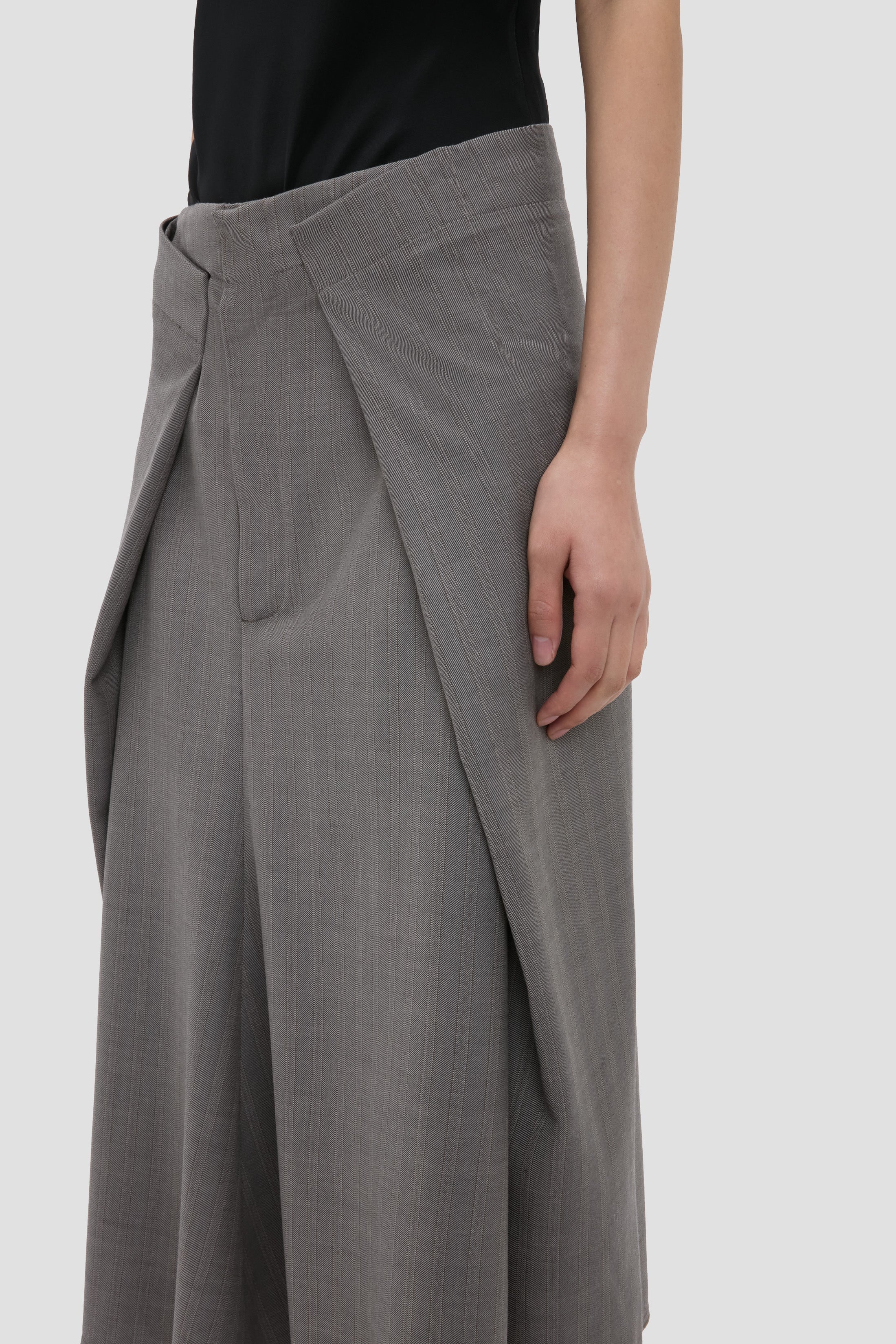 Tailored Midi Skirt In Nickel