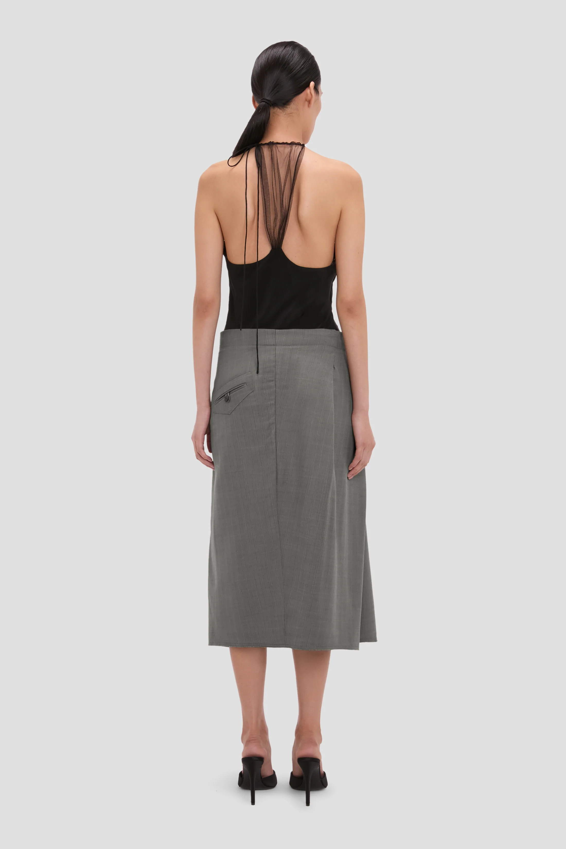 Tailored Midi Skirt In Nickel