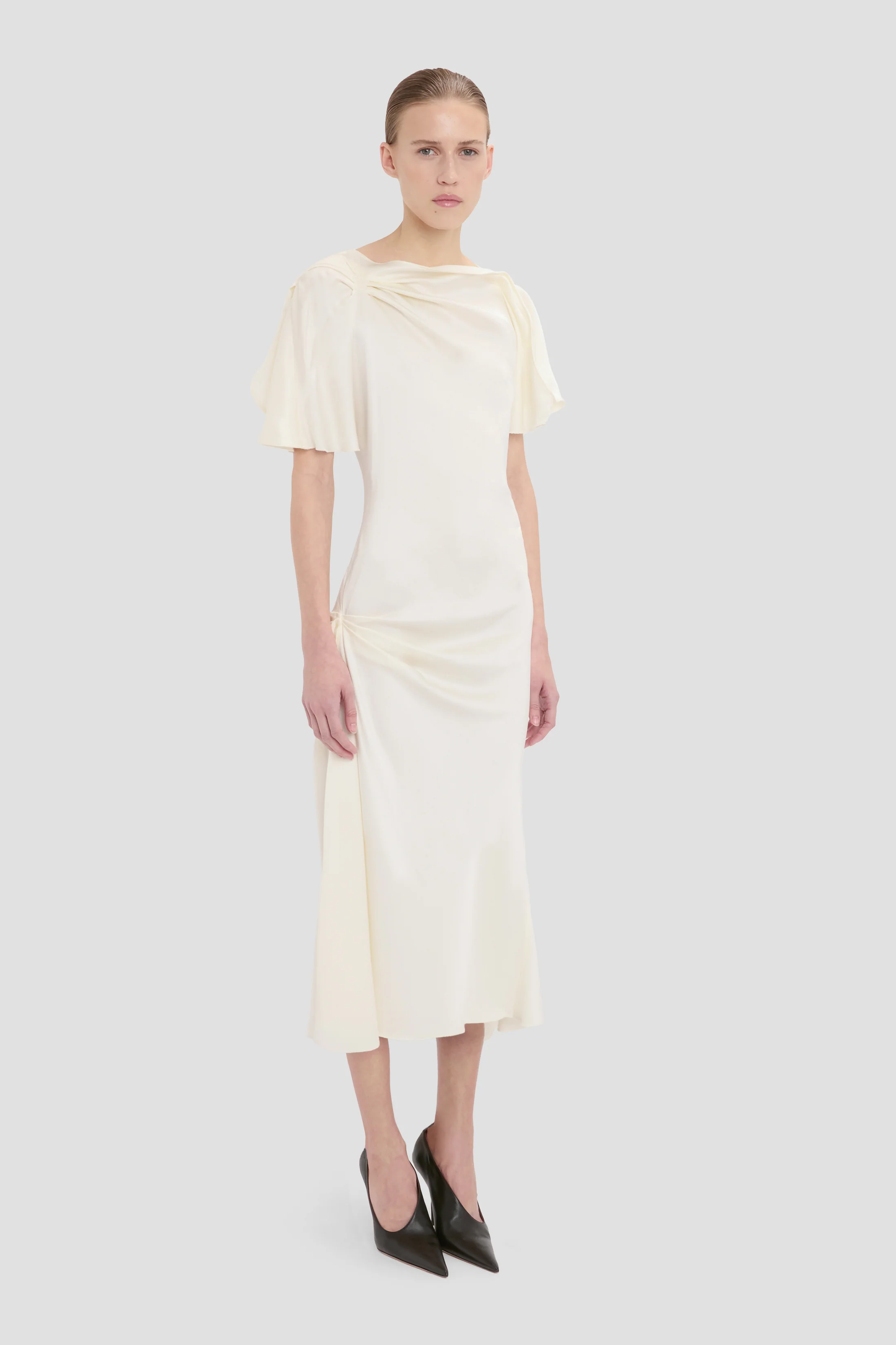 Cap Sleeve Dress In Ivory