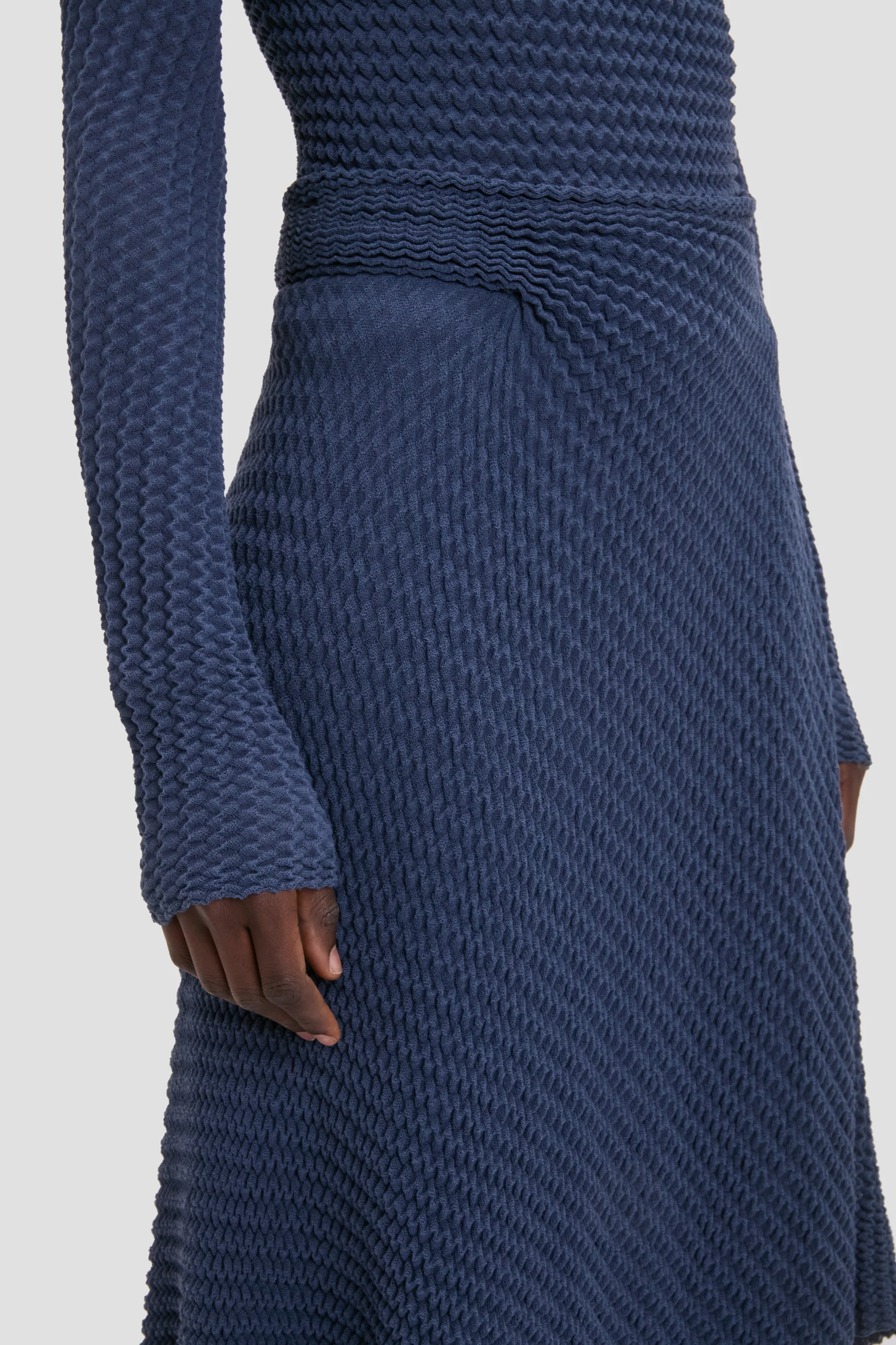 Draped Knit Midi Skirt In Eclipse