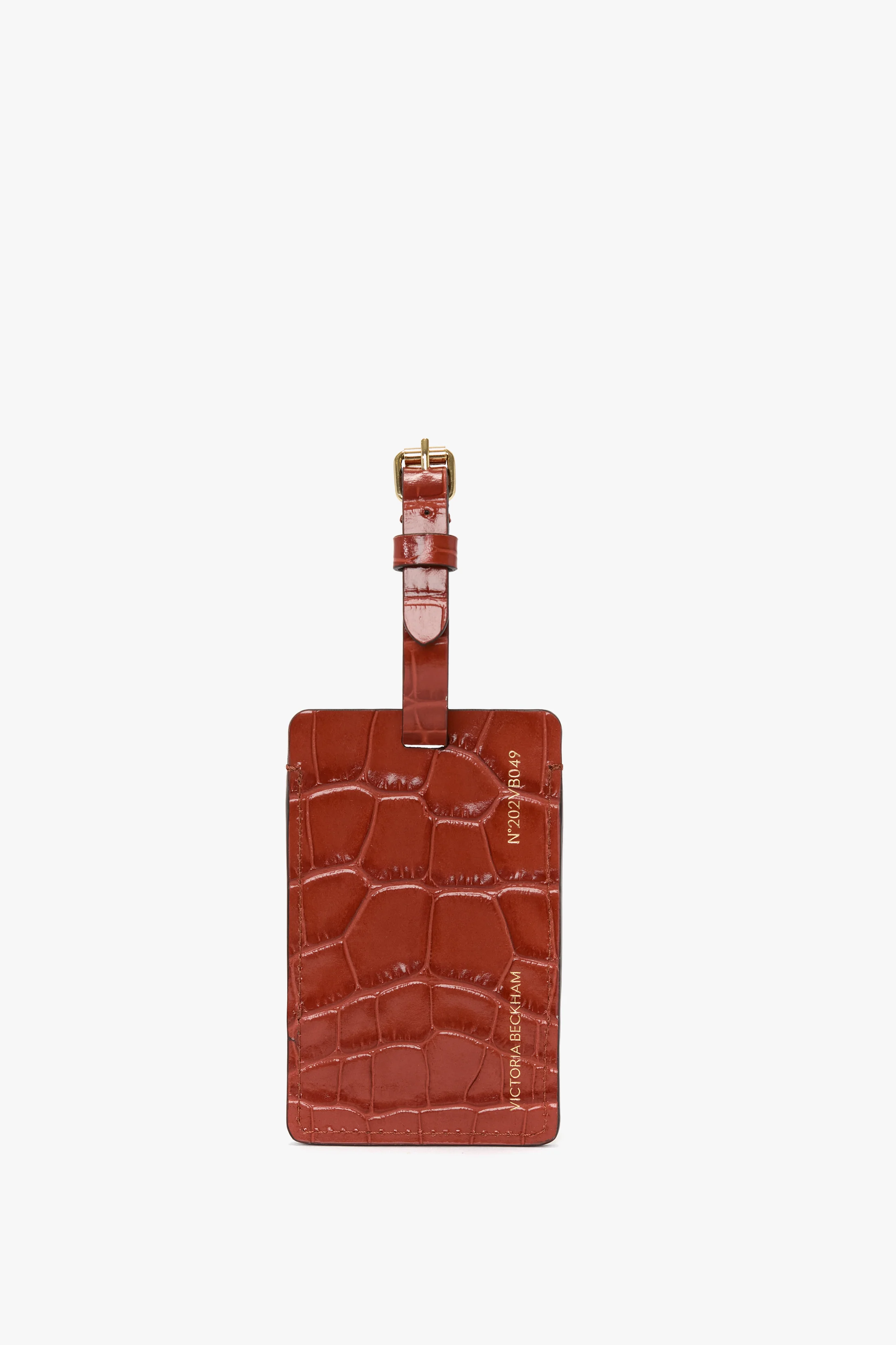 3233-luggage-tag-in-brick-red-croc-embossed-leather-1.webp Luggage Tag In Brick Red Croc Embossed Leather