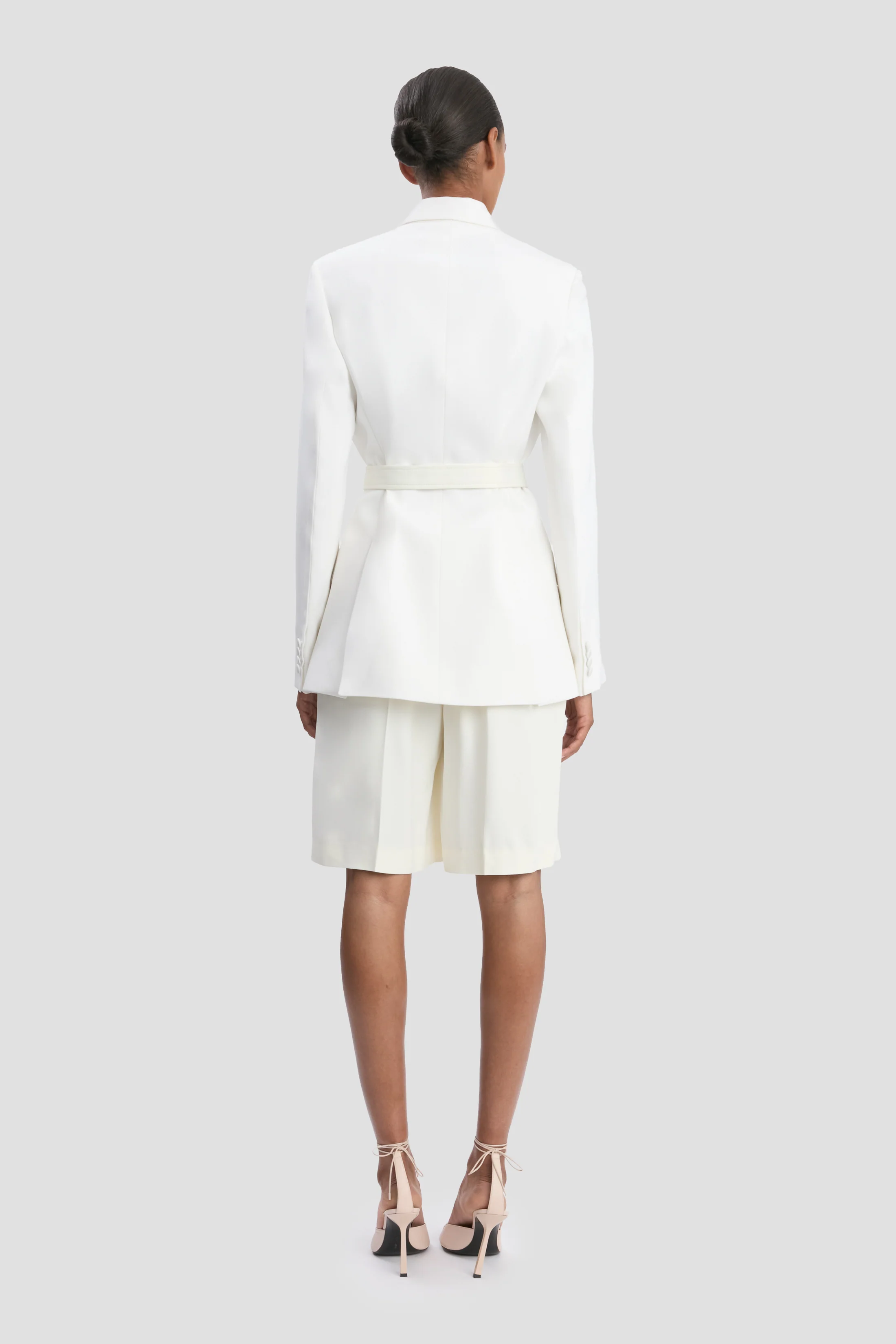 Belted Tailored Jacket In Ivory