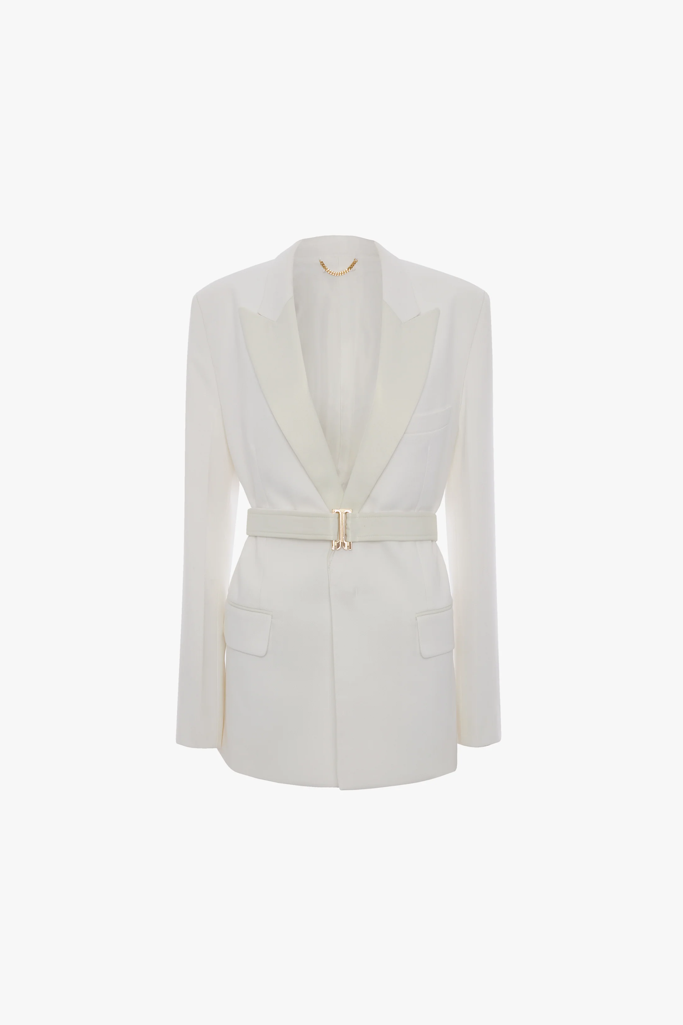 Belted Tailored Jacket In Ivory